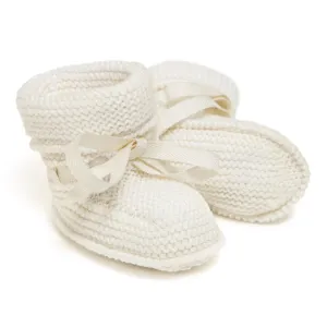 Cream Pima Cotton Baby Booties