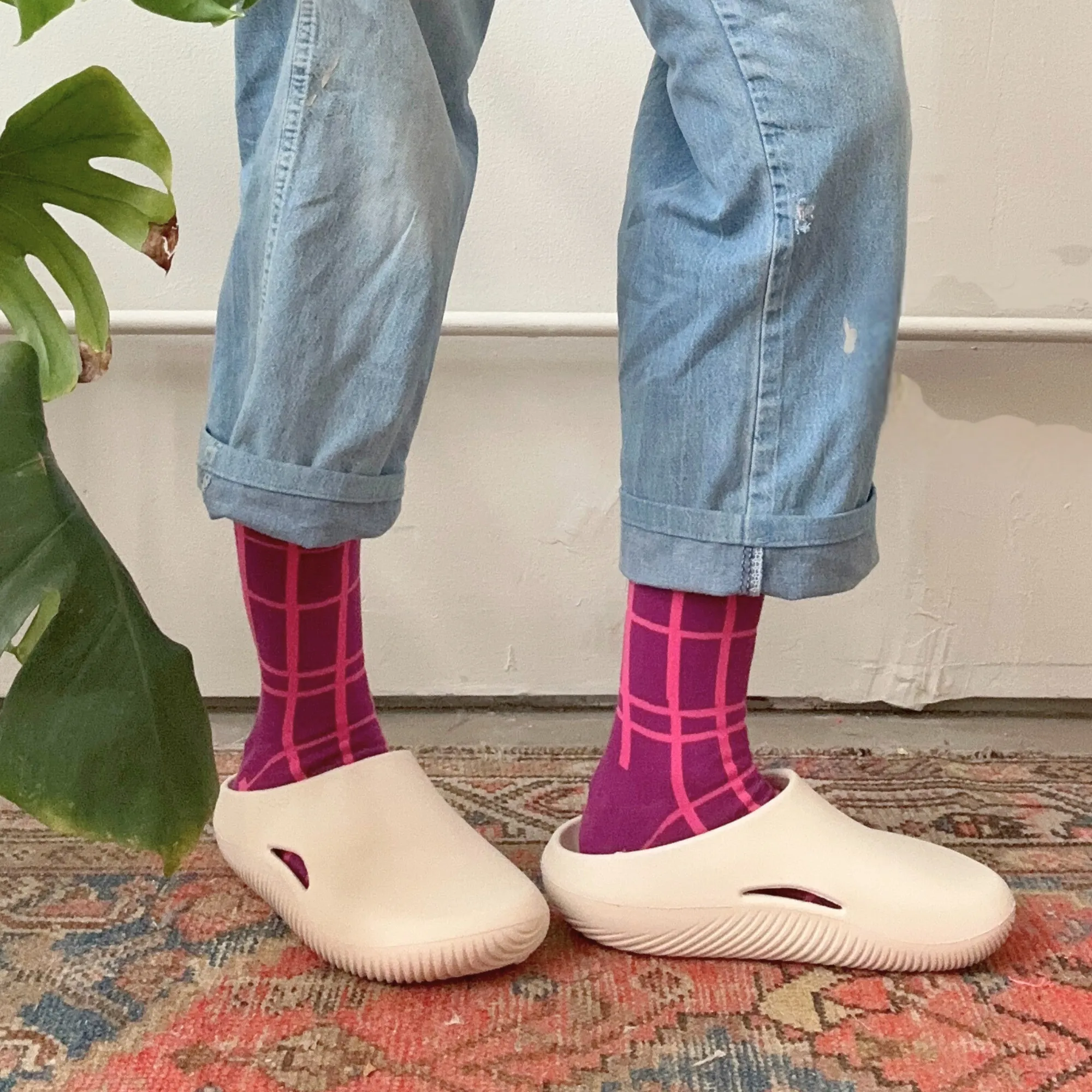 Crew Socks - Darby in Magenta & Hot Pink