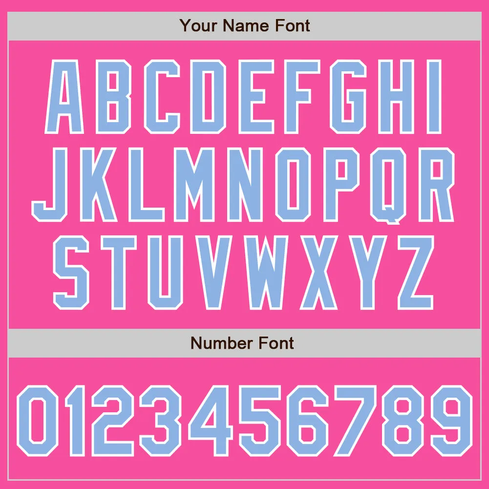 Custom Pink Light Blue-White Authentic Baseball Jersey