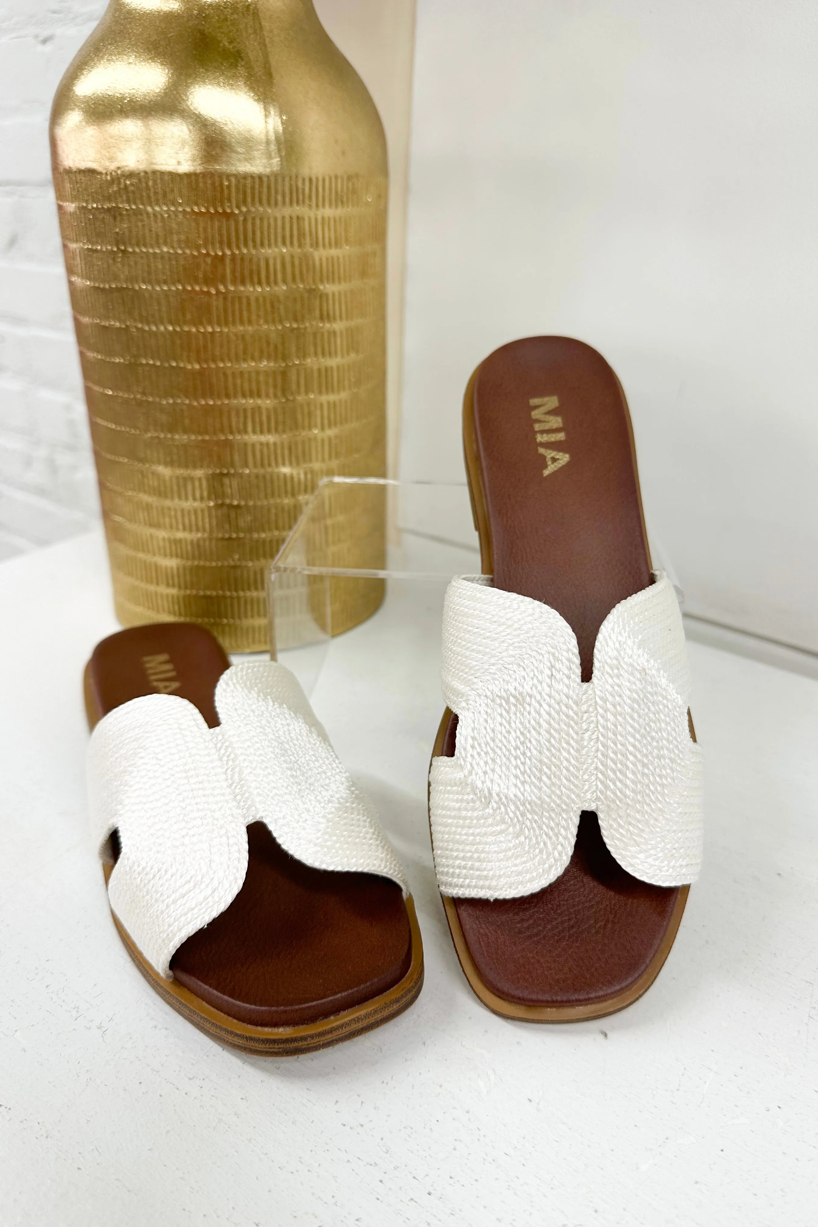 Dia White Woven Sandal