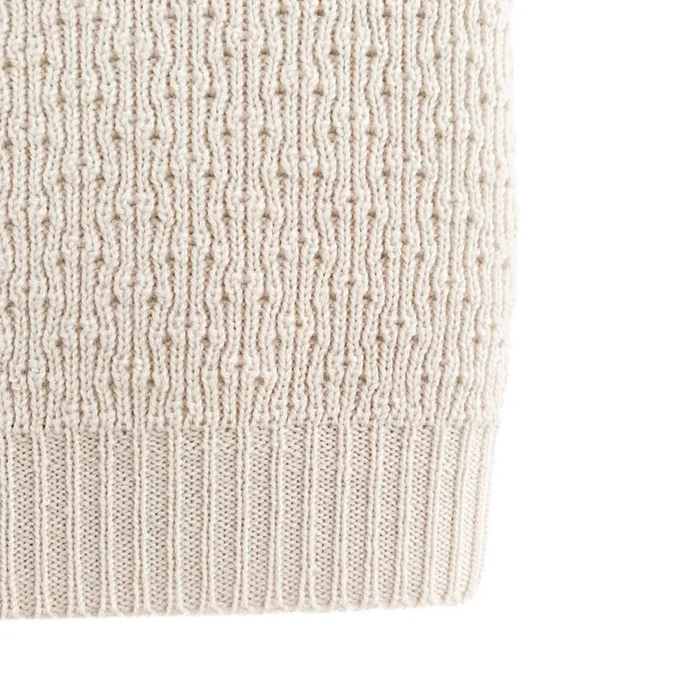 Dora Merino Wool Winter Knit Baby Blanket (Off White)