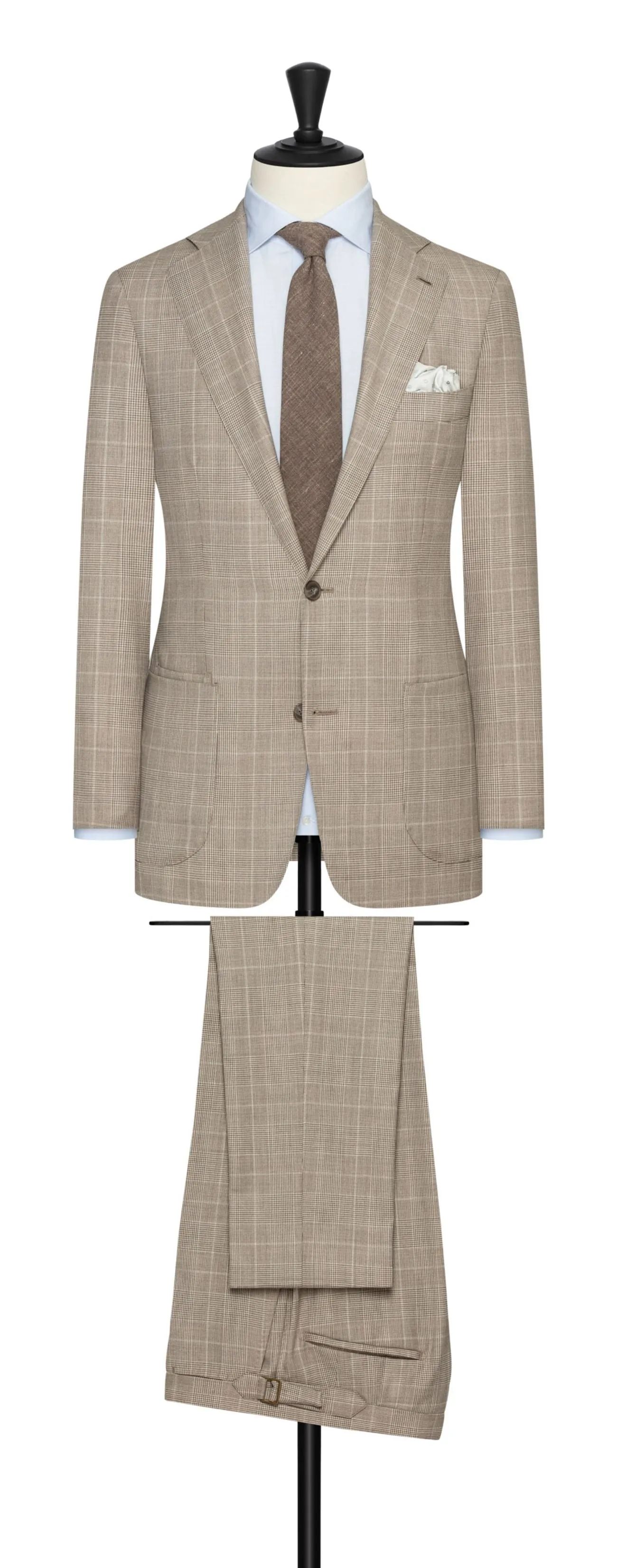 Drago Light Brown S130 Wool With Ivory Glencheck