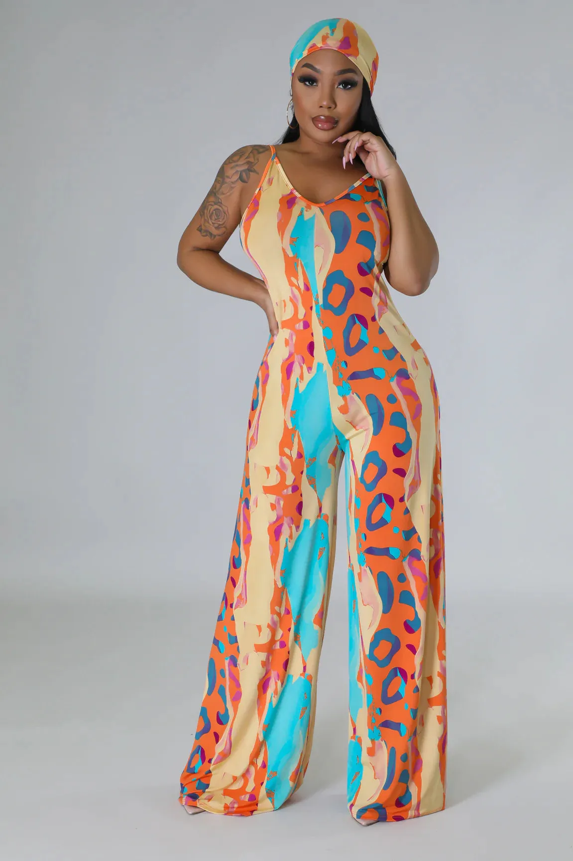 Draw Attention Print Stretch Jumpsuit