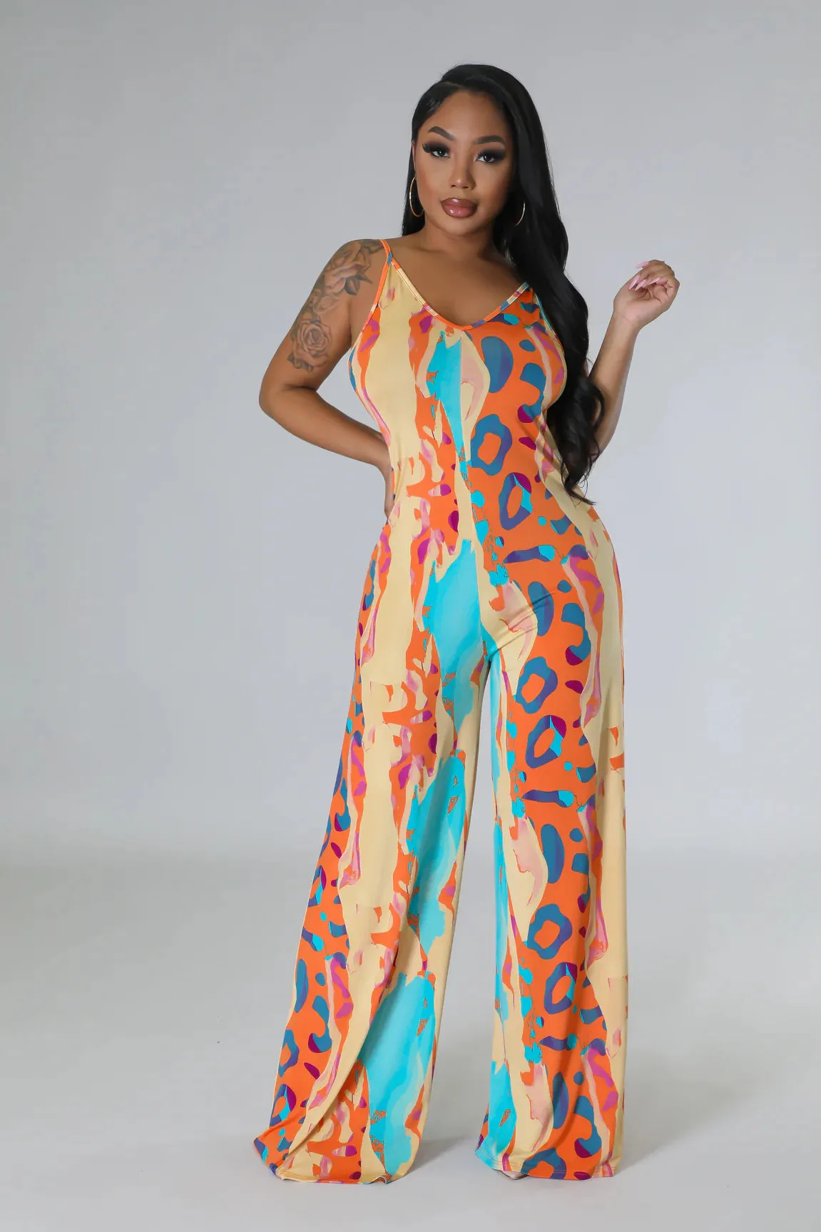 Draw Attention Print Stretch Jumpsuit