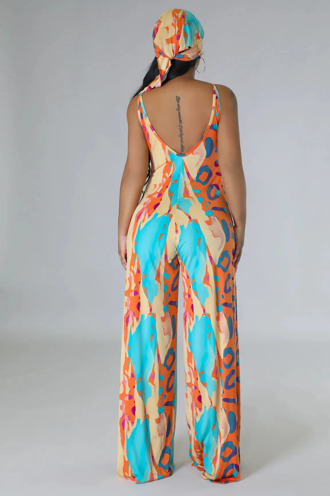 Draw Attention Print Stretch Jumpsuit