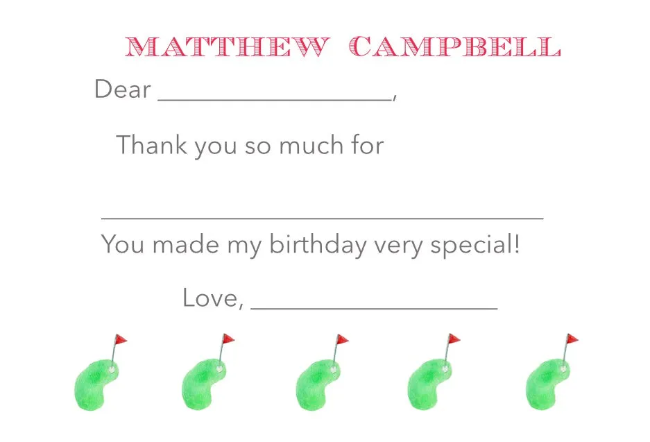 Easy Breezy Golf Thank You Notes