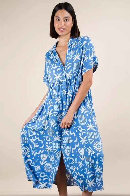 Easygoing Looks: Shop the VERY J Plus Size Oversized Printed Shirt Midi Dress