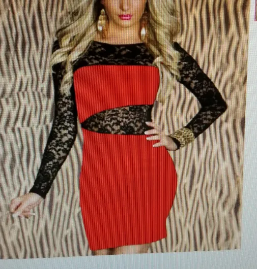 Elegant Red Lace Long Sleeve Stylish Mini Dress