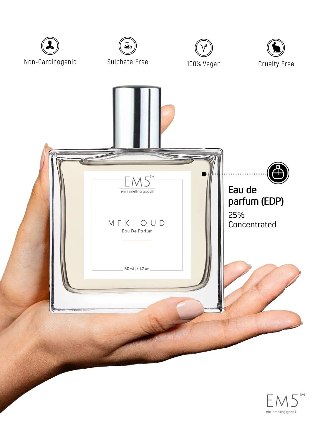 EM5™ MFK Oud Unisex Perfume EDP Spray for Men & Women | Warm Spicy Oud Aromatic Fragrance Accords | Luxury Gift for Him / Her | Variants Available: 50 ml Spray / 15 ml Spray