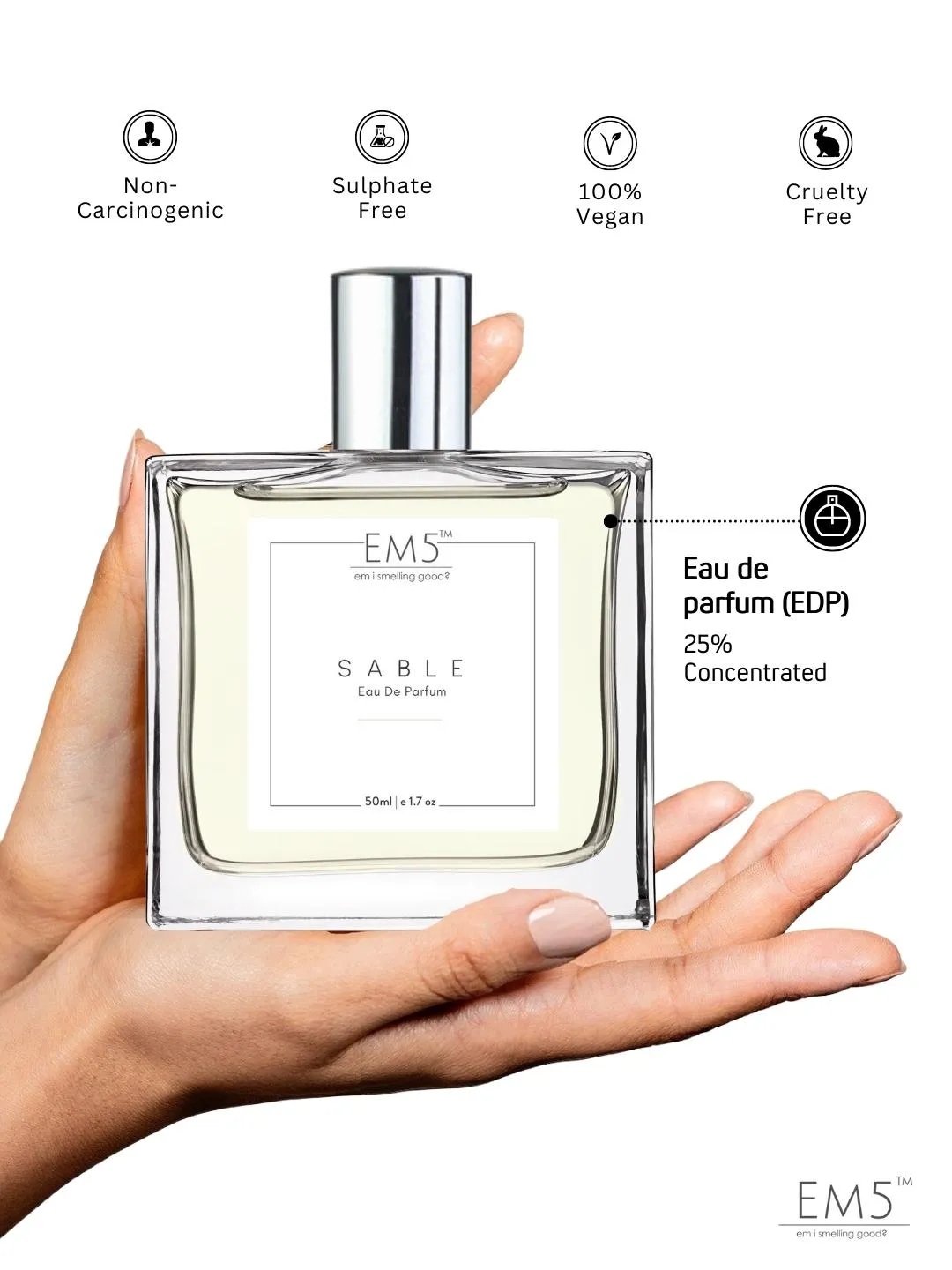 EM5™ Sable Unisex Perfume EDP Spray for Men & Women | Fruity Leather Aromatic Fragrance | Luxury Gift for Him / Her | Variants Available: 50 ml Spray / 15 ml Spray