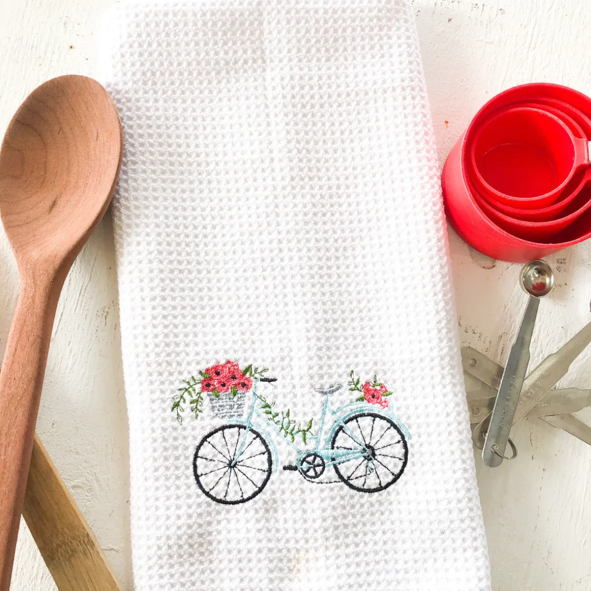 Embroidered Bicycle Kitchen Towel – Charming & Stylish Kitchen Décor