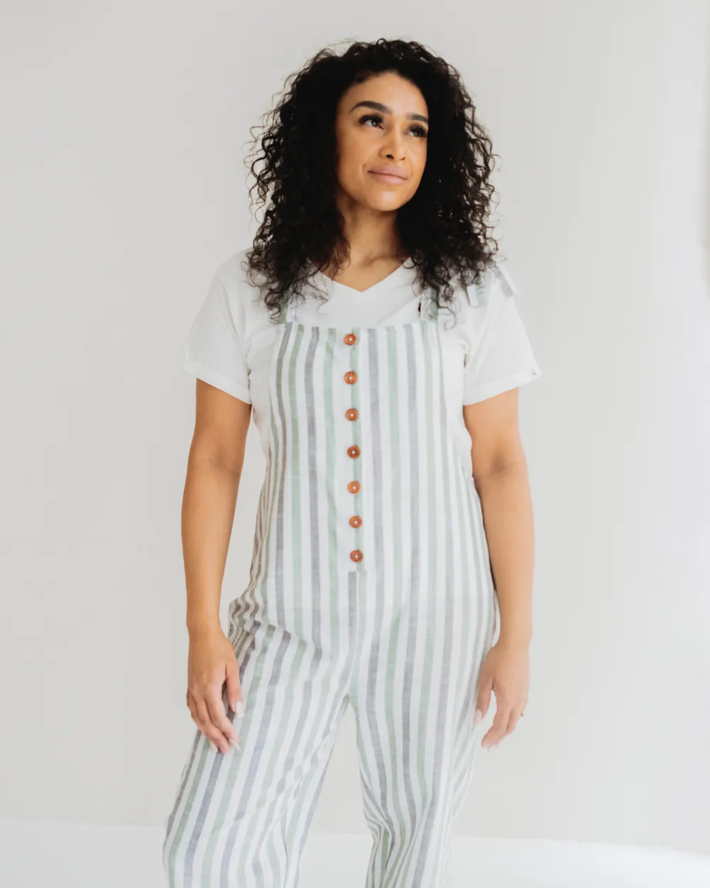 Erin Woven Stripe Dungarees