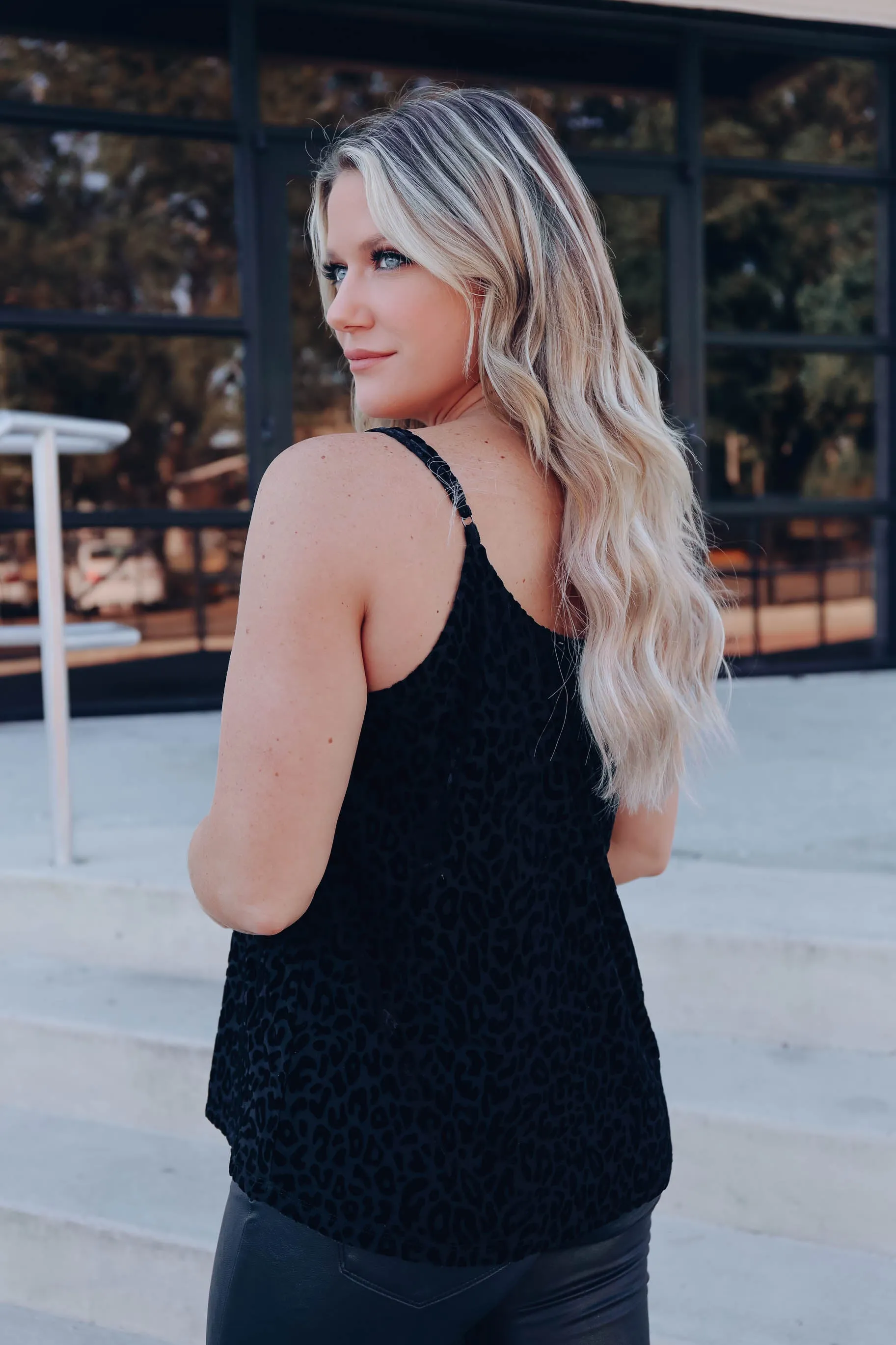 Escapade Animal Print Cami - Black