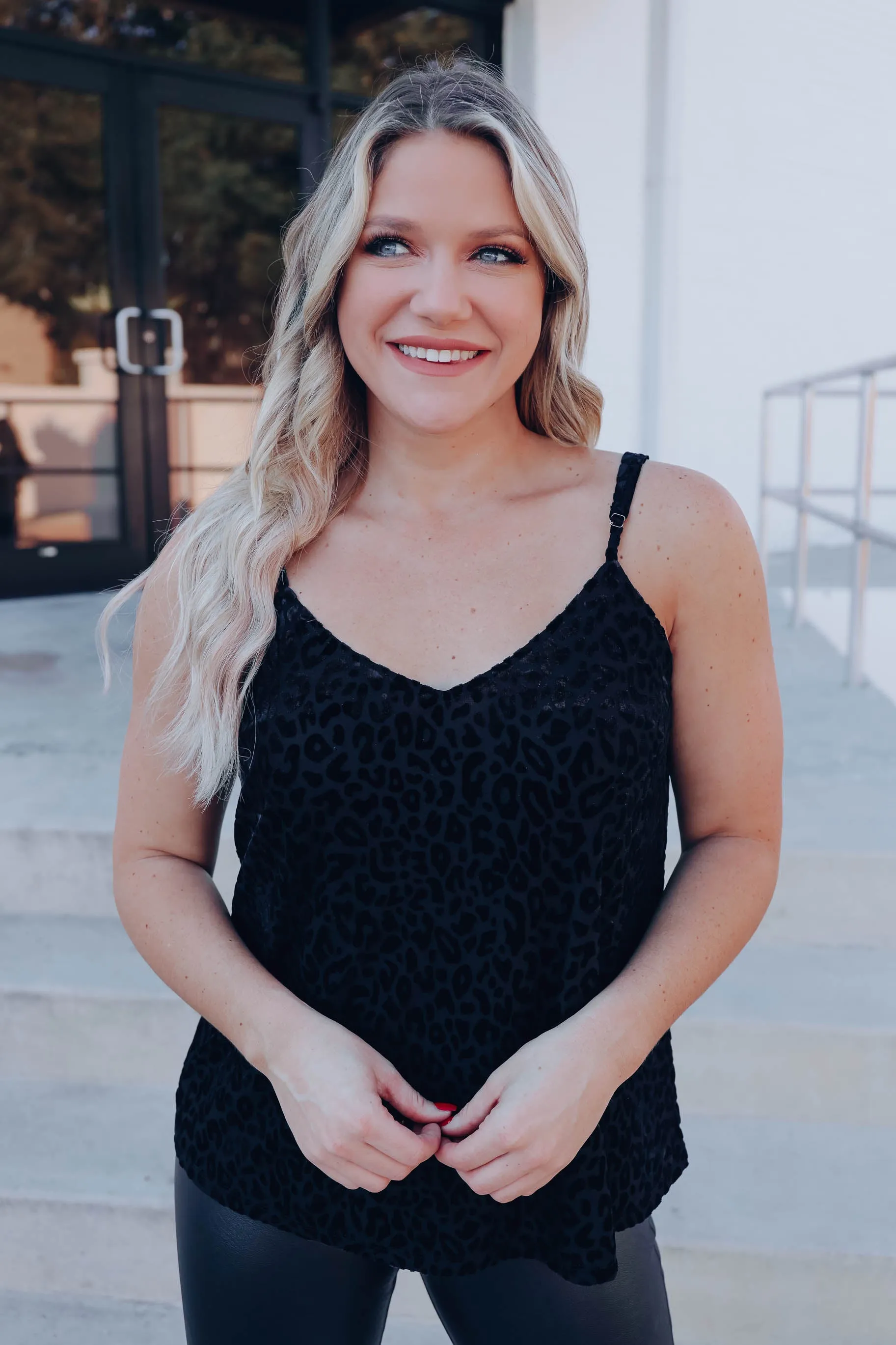Escapade Animal Print Cami - Black