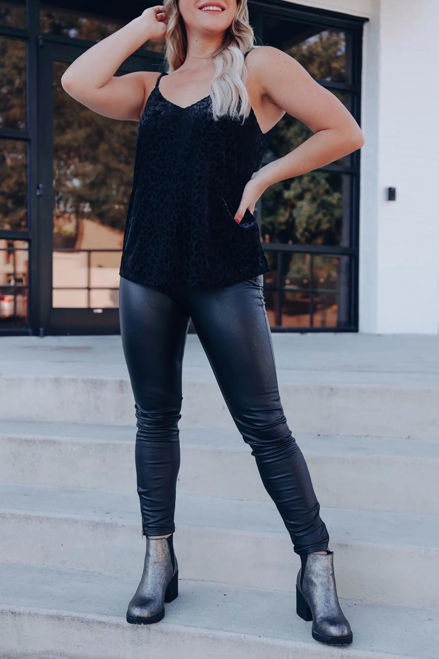 Escapade Animal Print Cami - Black