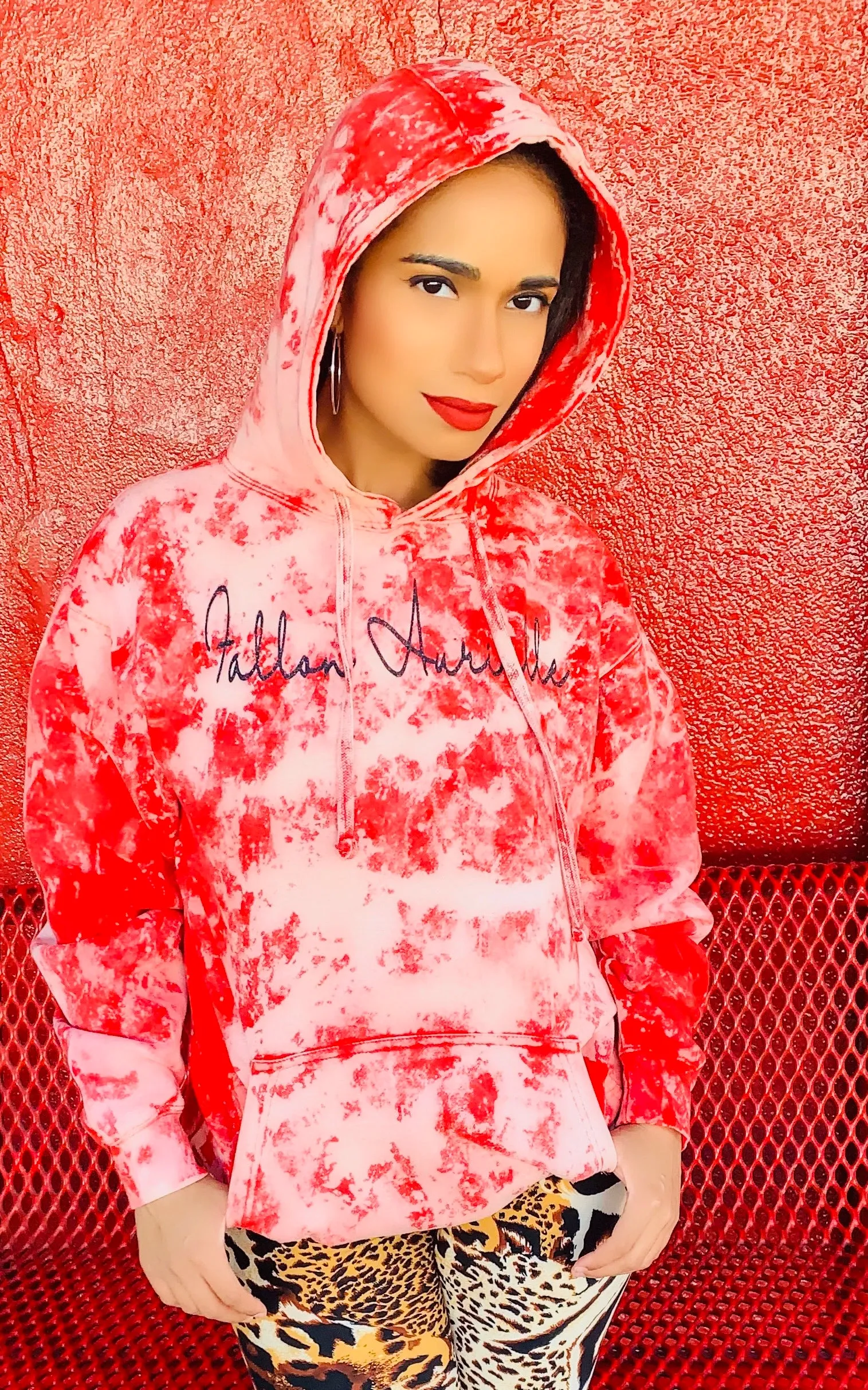 Fallon Aurielle Kids & Unisex Adults Signature Revenge Hoodie (Red & White)