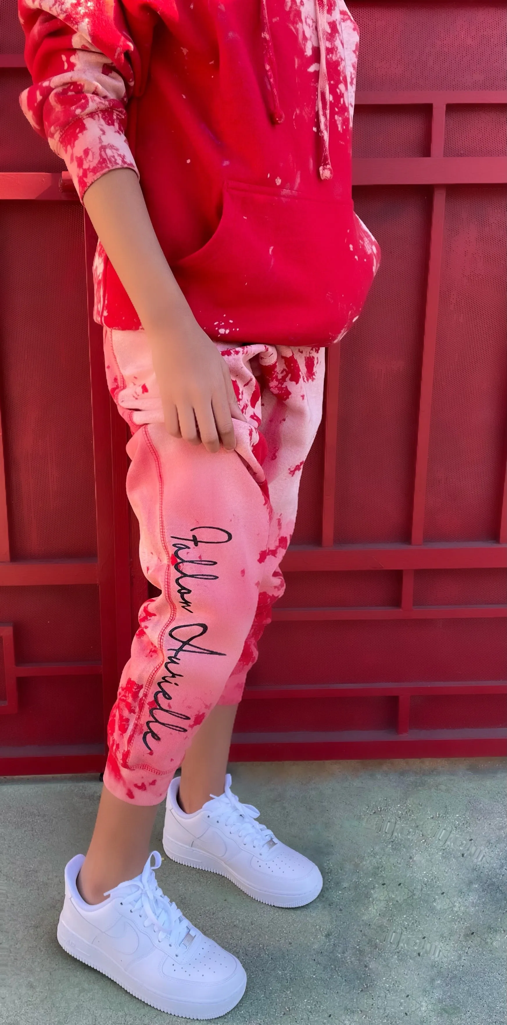 Fallon Aurielle Kids & Unisex Adults Signature Revenge Joggers (Red & White)
