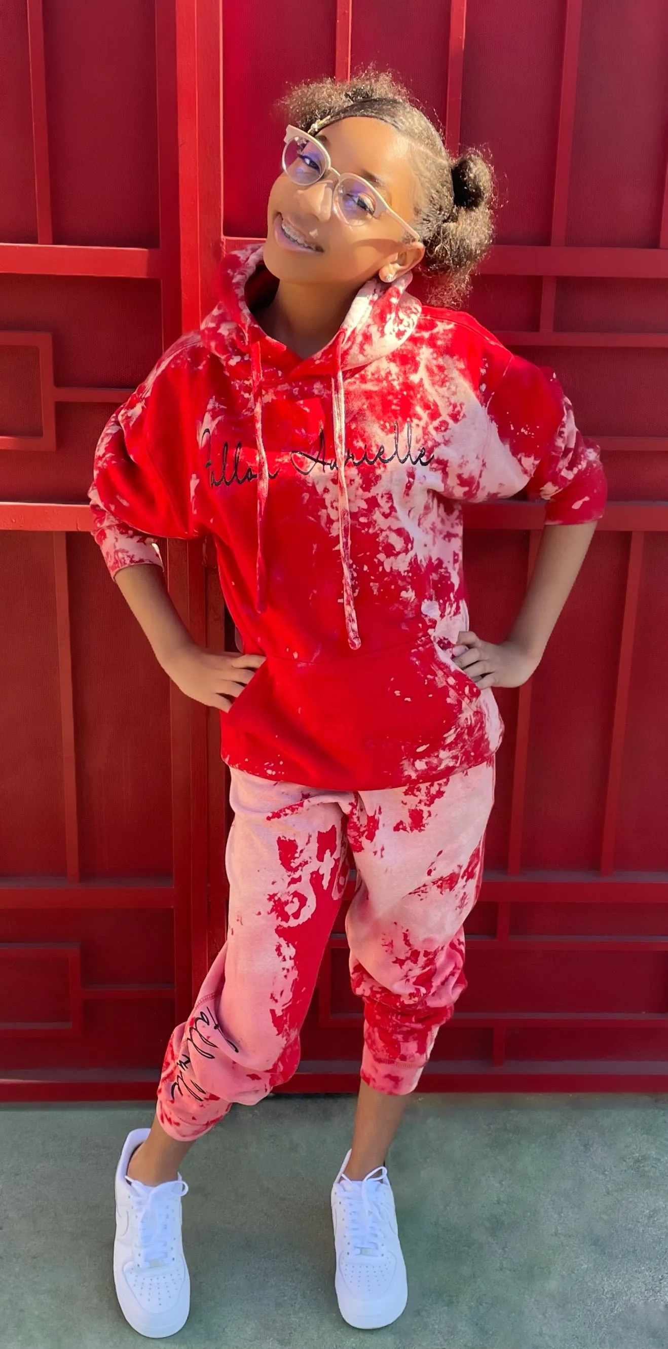 Fallon Aurielle Kids & Unisex Adults Signature Revenge Joggers (Red & White)