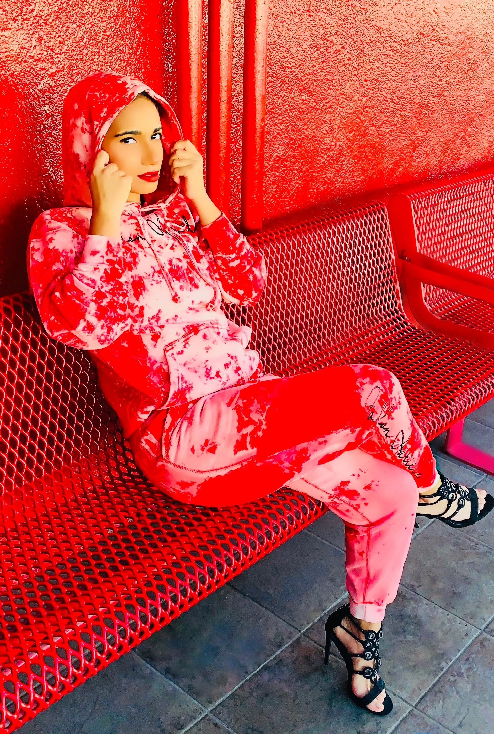 Fallon Aurielle Kids & Unisex Adults Signature Revenge Jogging Set (Red & White)