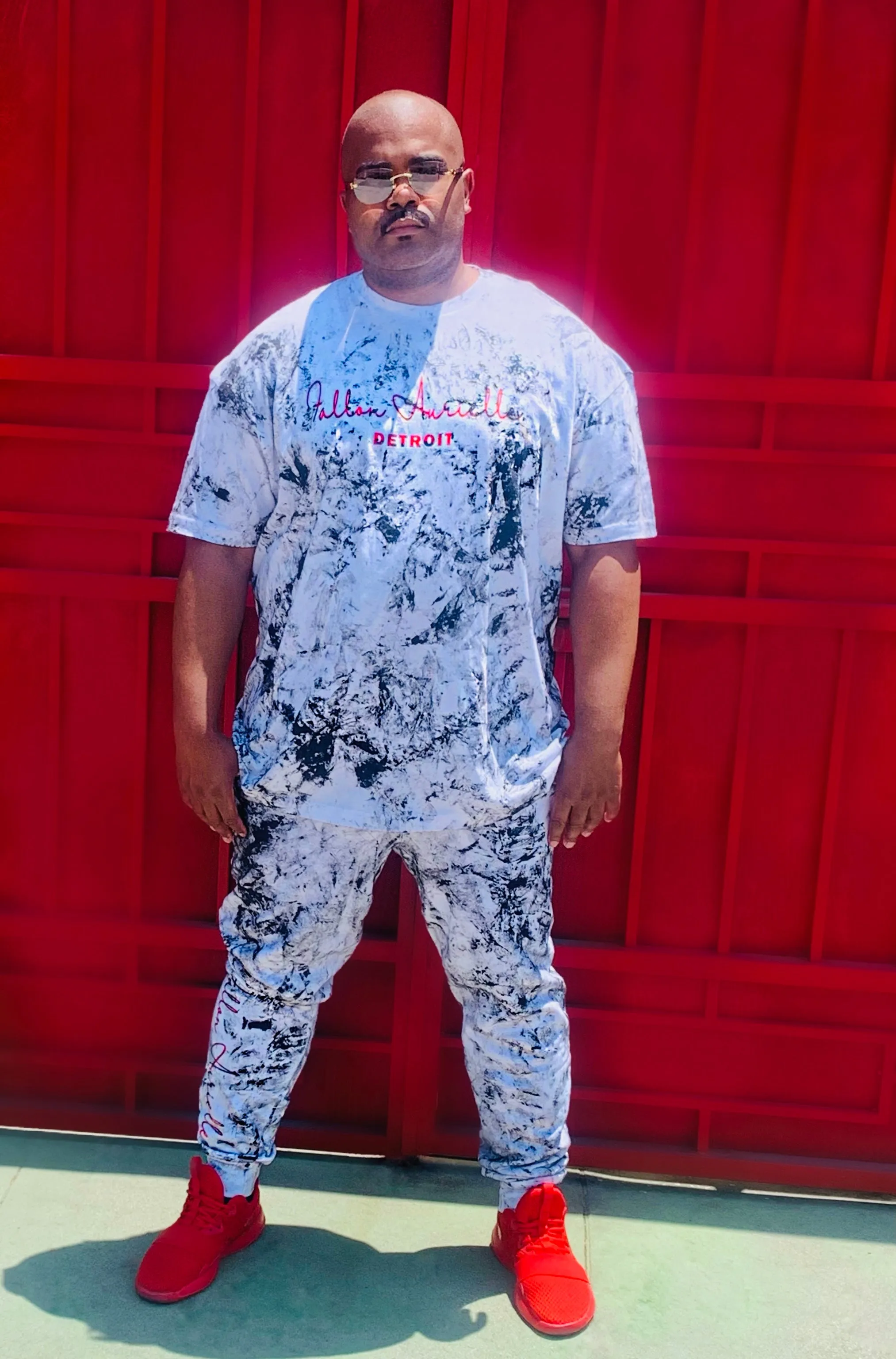 Fallon Aurielle Unisex Signature 3 Piece Detroit Rep Yo Set Jogger Set (White, Red & Black)