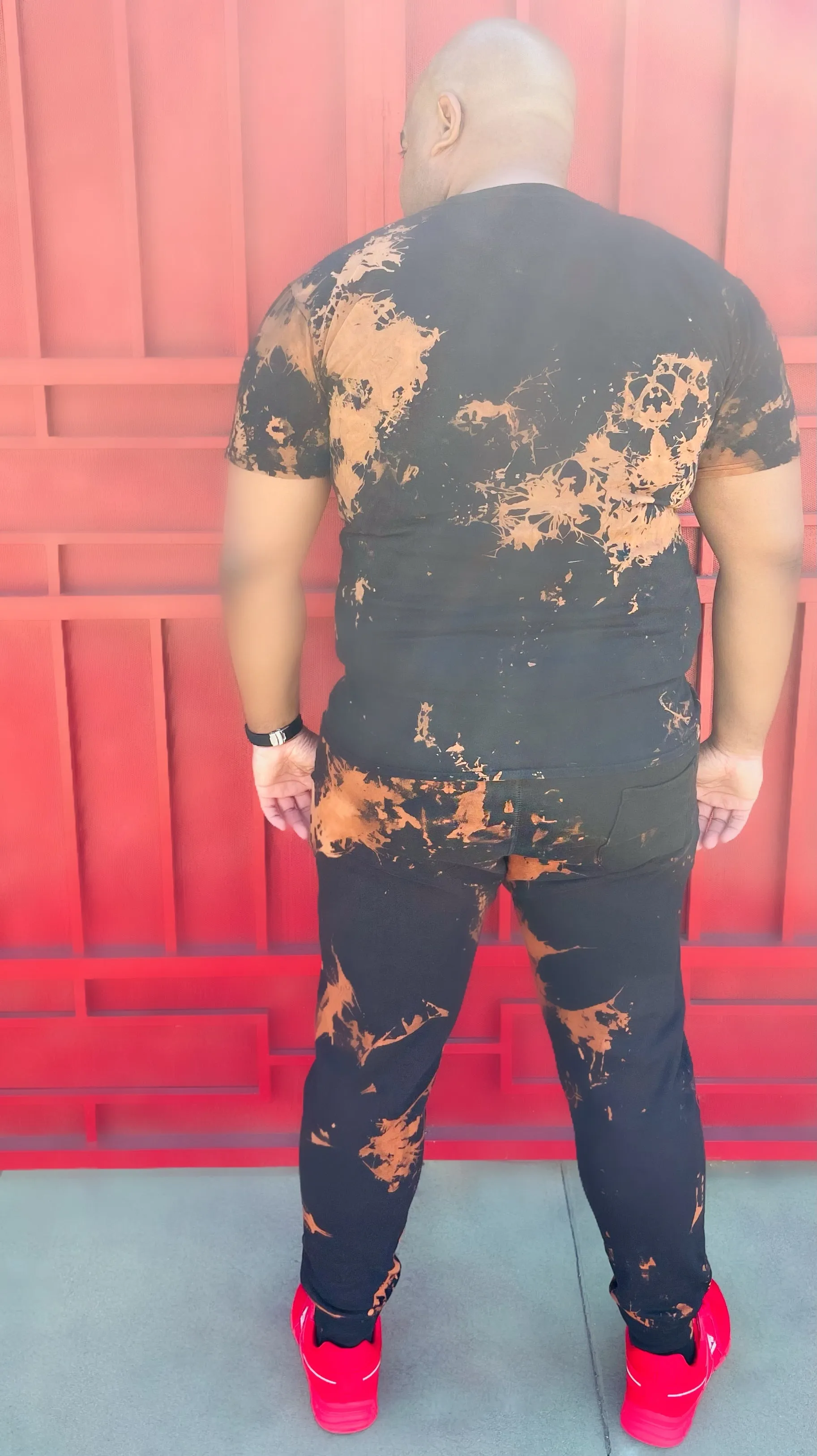 Fallon Aurielle Unisex Signature Acid Wash Jogger Set (Black, Red & Tan)