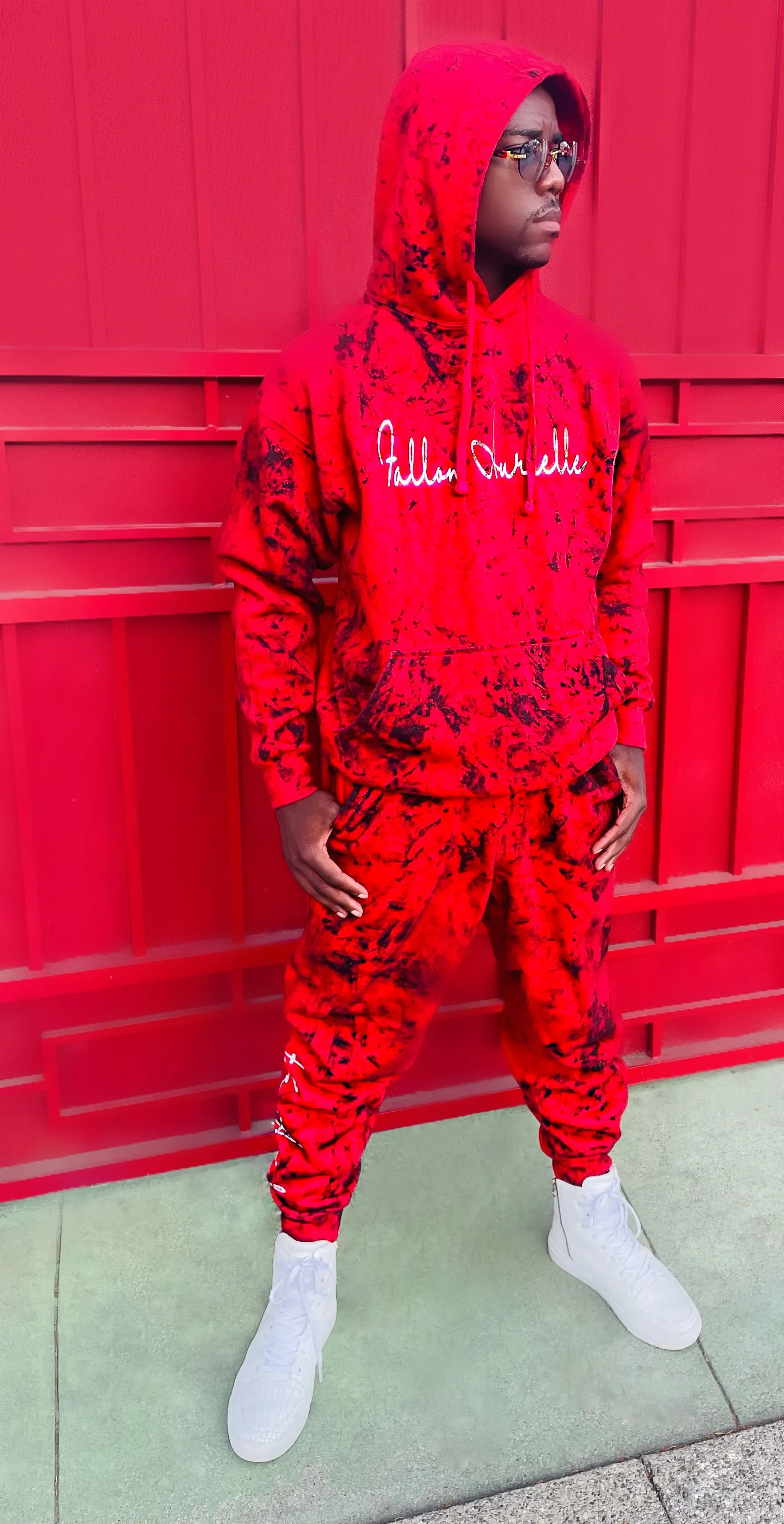 Fallon Aurielle Unisex Signature Fire Hoodie (Red, Black & White)