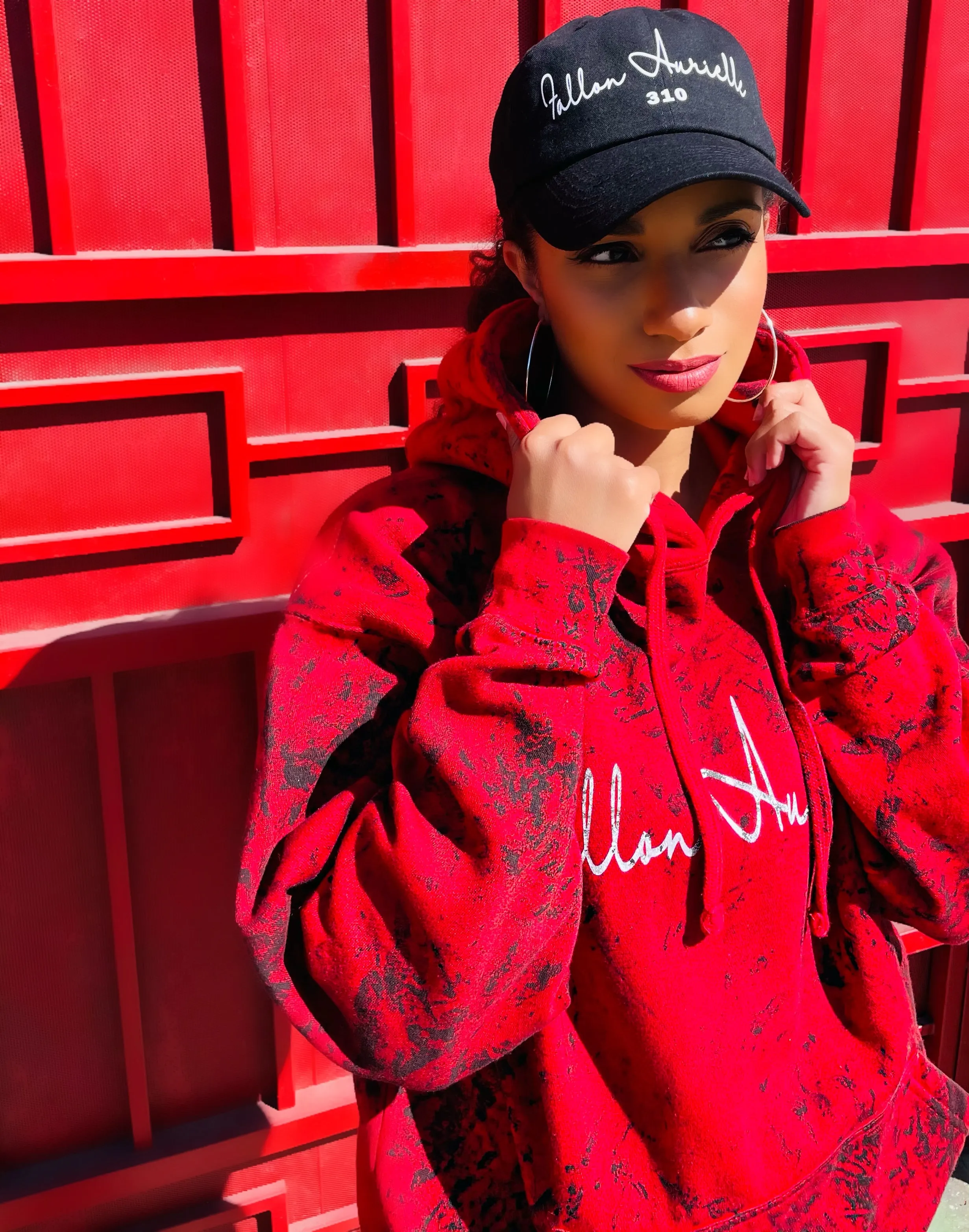 Fallon Aurielle Unisex Signature Fire Hoodie (Red, Black & White)