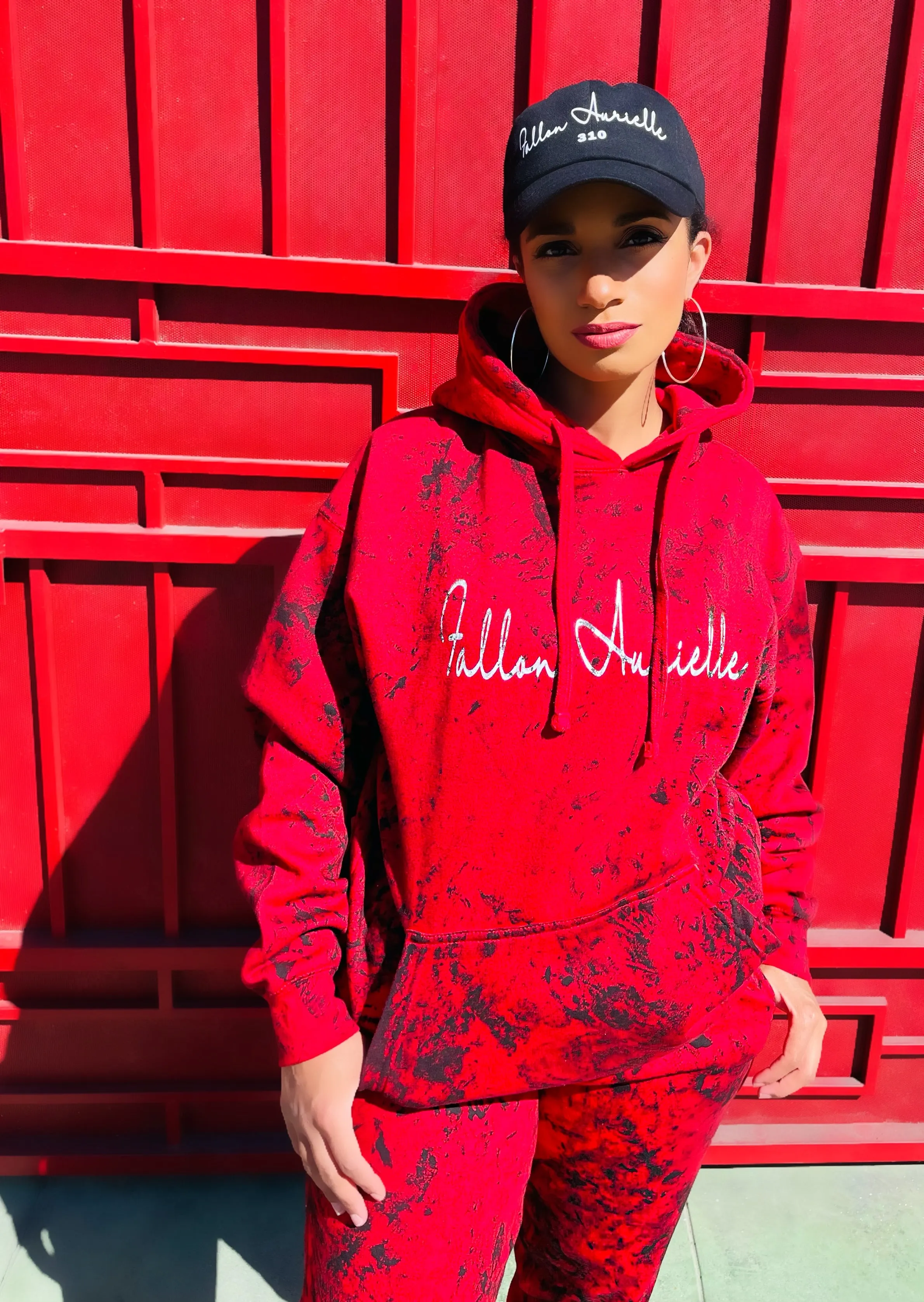Fallon Aurielle Unisex Signature Fire Hoodie (Red, Black & White)