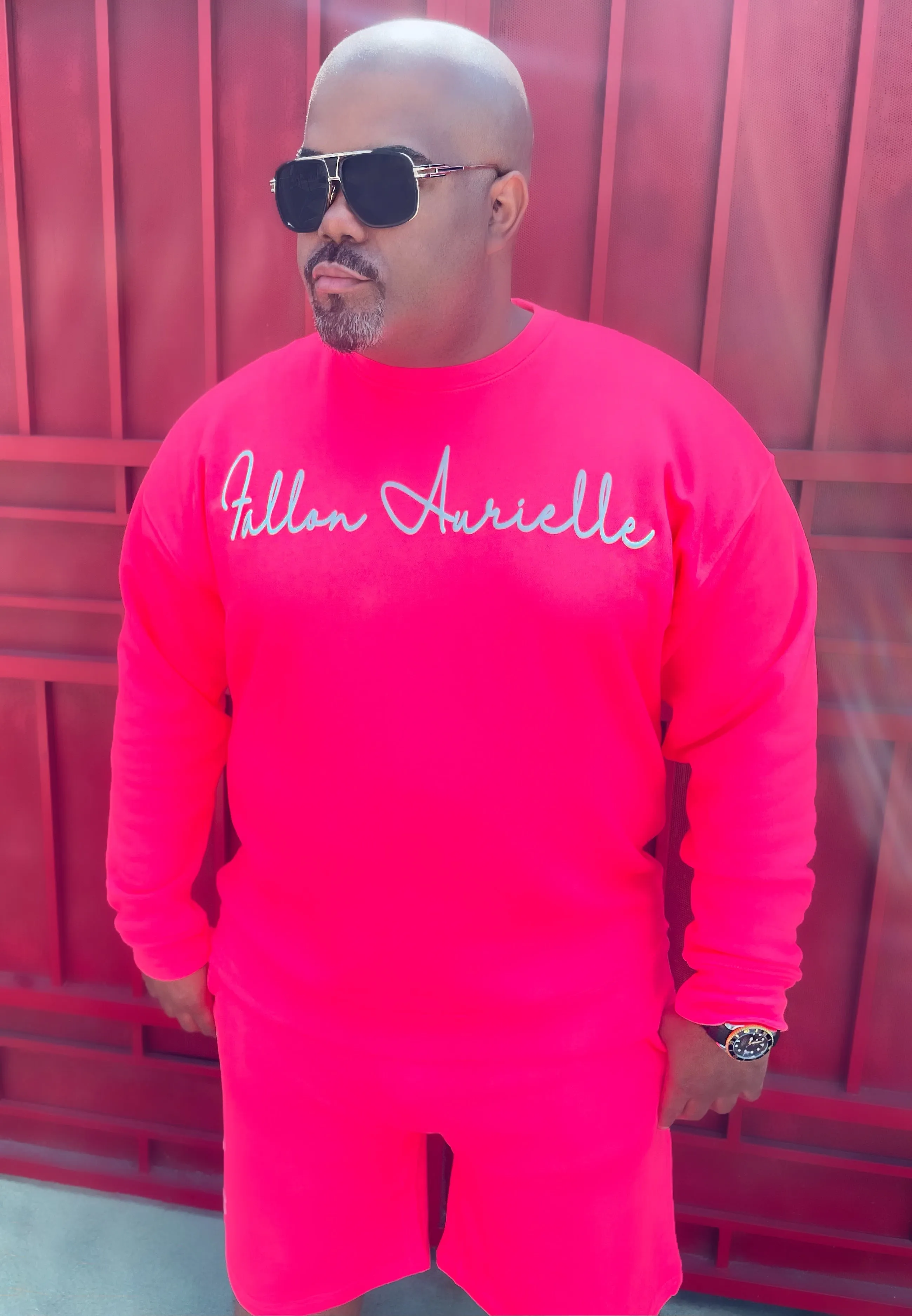 Fallon Aurielle Unisex Signature Gemini Zodiac Crewneck Sweater (Neon Pink & White)