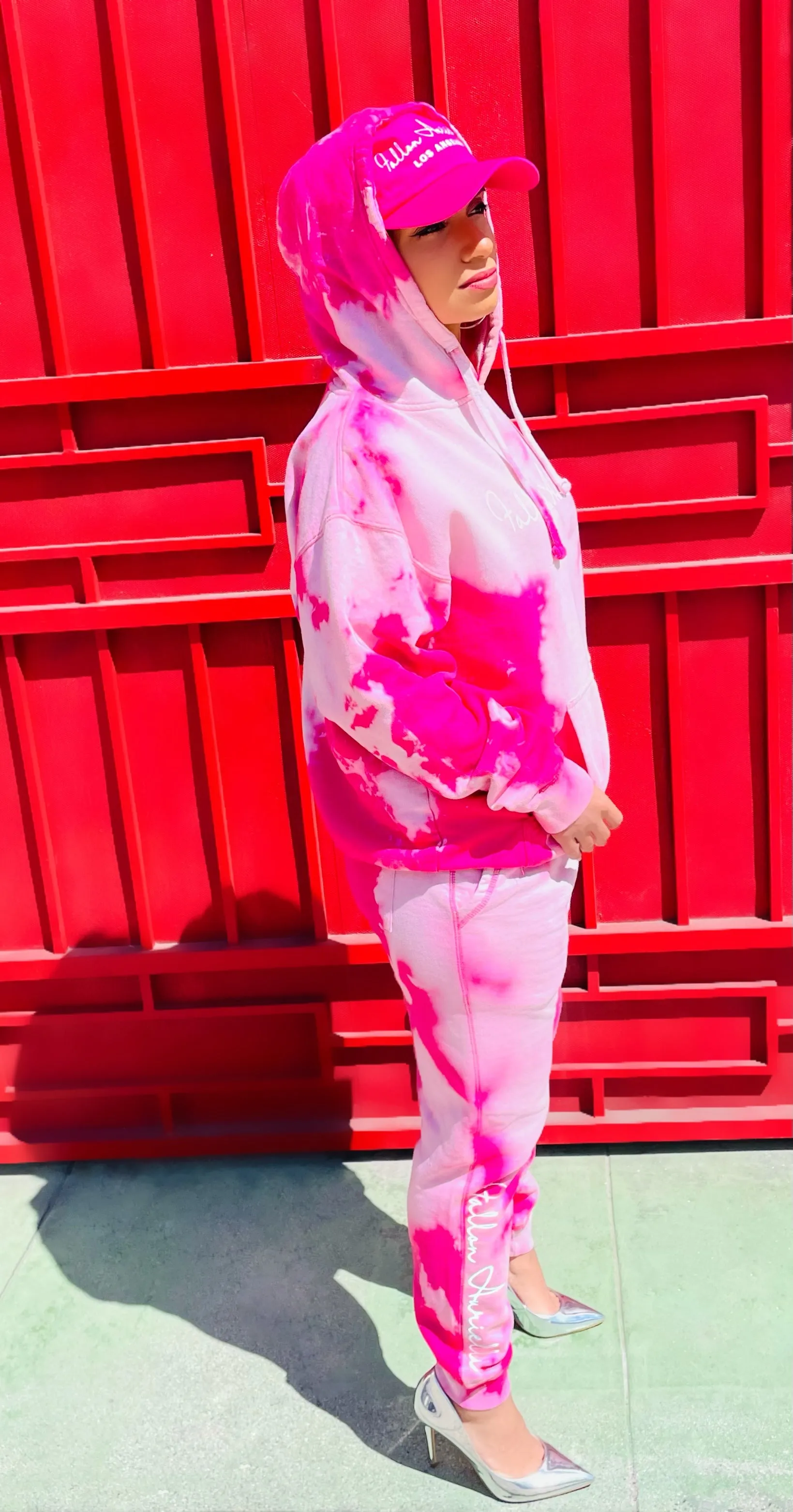 Fallon Aurielle Unisex Signature Pink Clouds Hoodie (Fuchsia Pink & White)