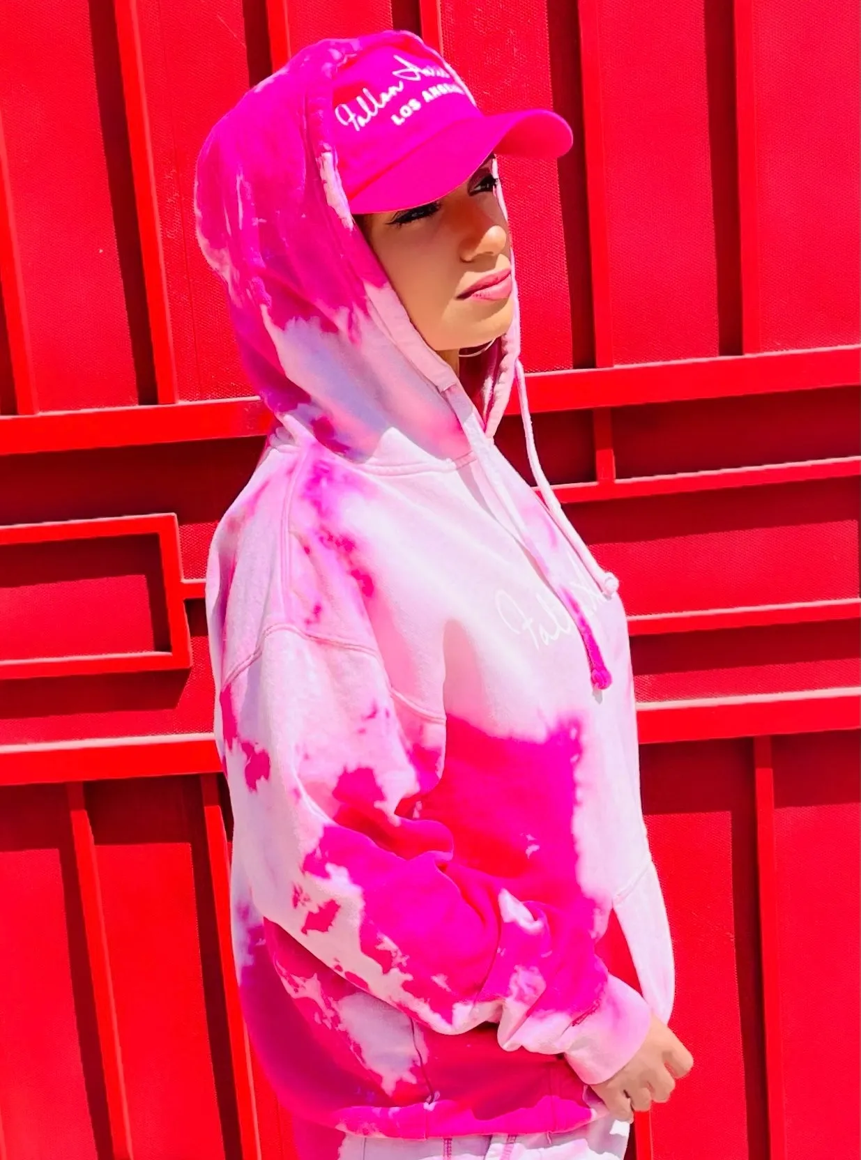 Fallon Aurielle Unisex Signature Pink Clouds Hoodie (Fuchsia Pink & White)