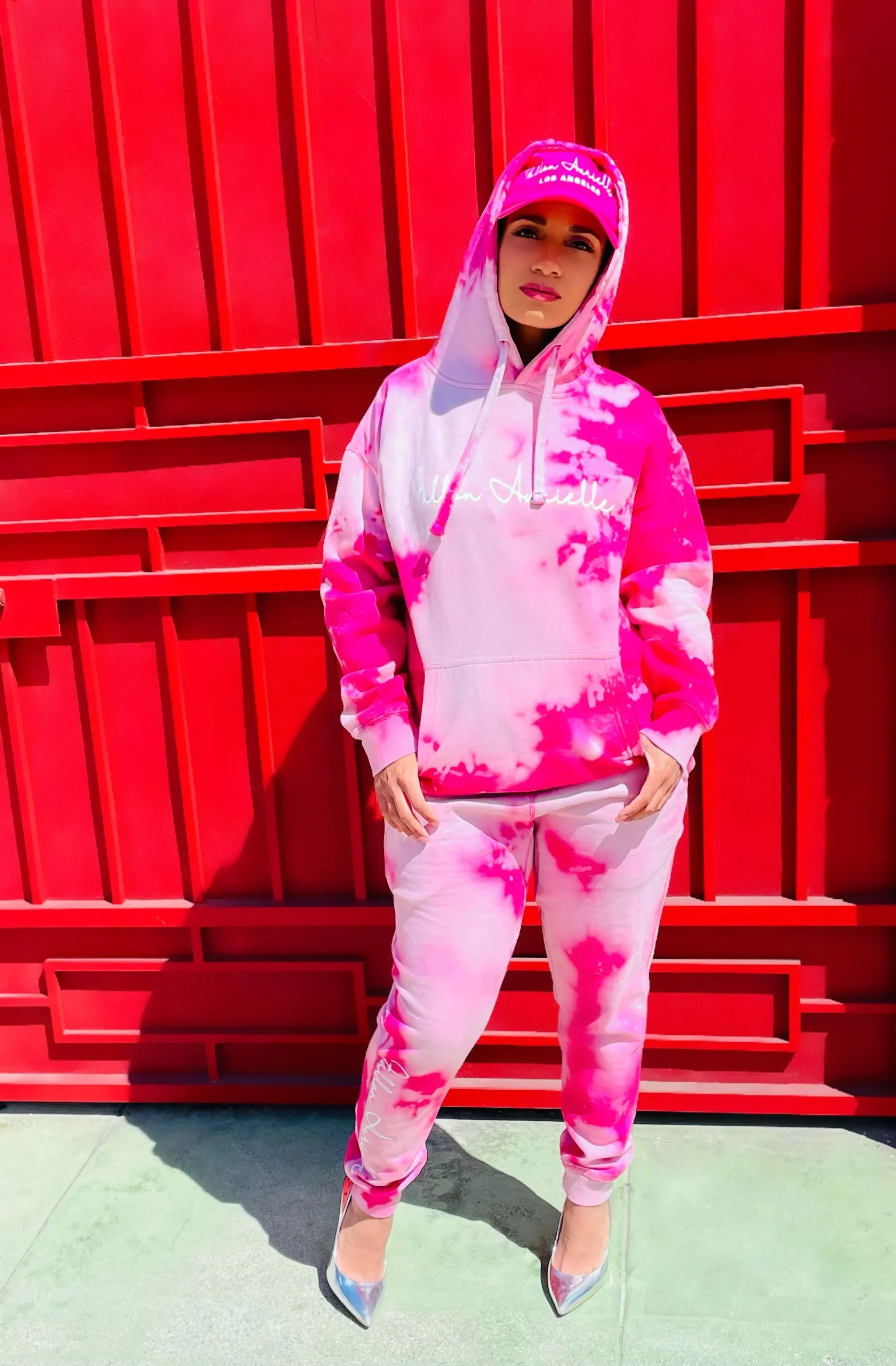 Fallon Aurielle Unisex Signature Pink Clouds Hoodie (Fuchsia Pink & White)