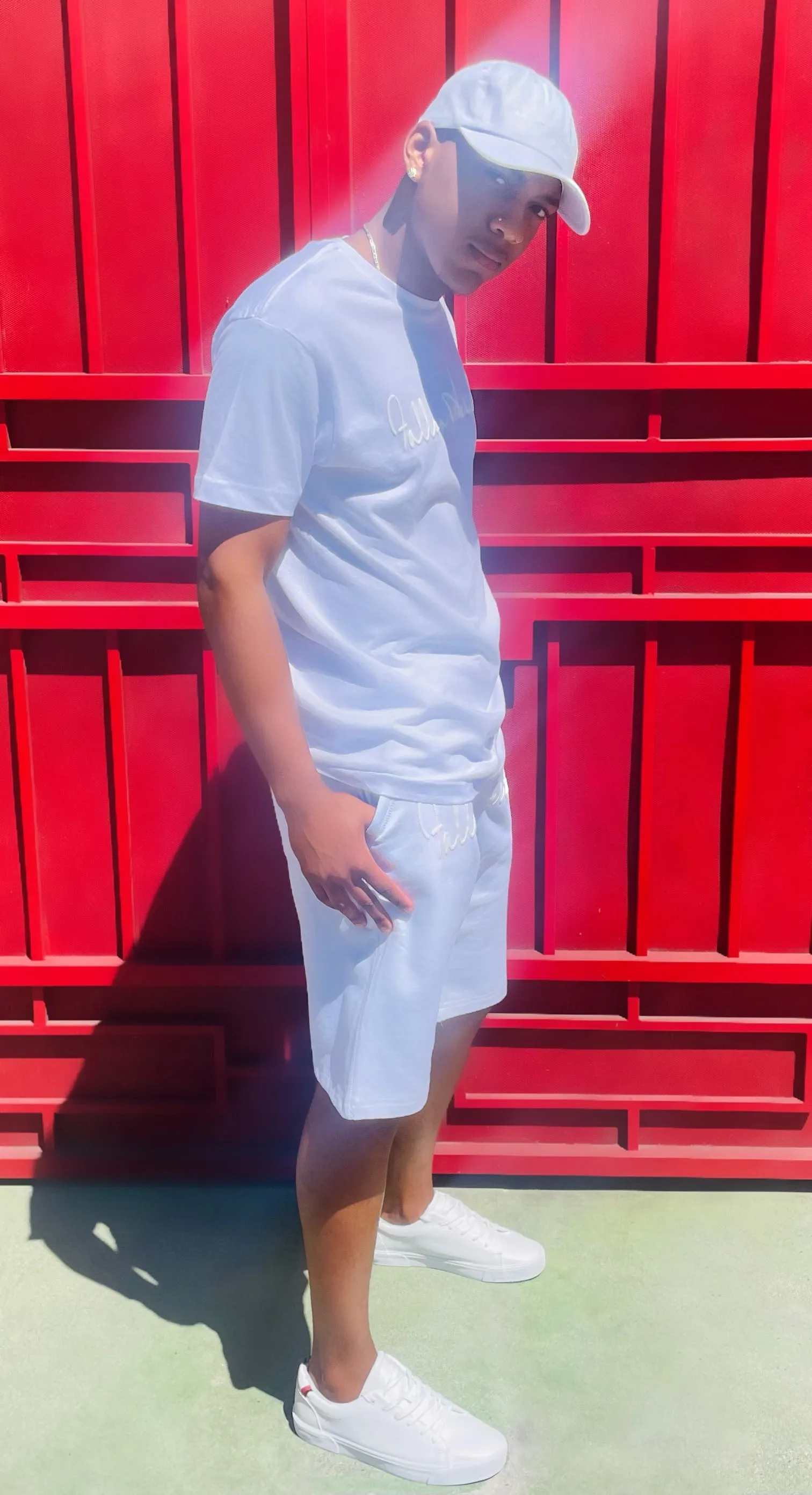 Fallon Aurielle Unisex Signature Shorts (White On White)