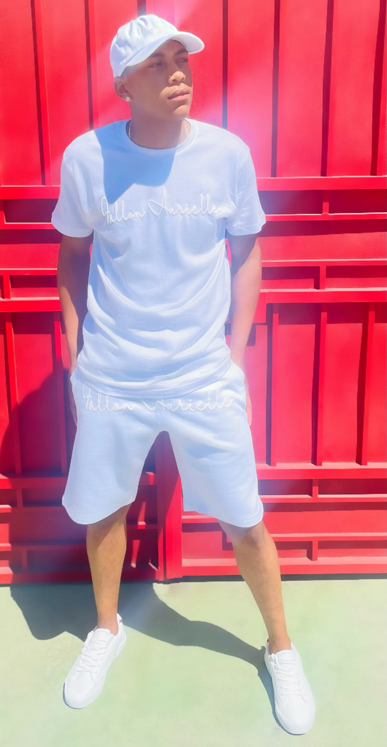 Fallon Aurielle Unisex Signature Shorts (White On White)