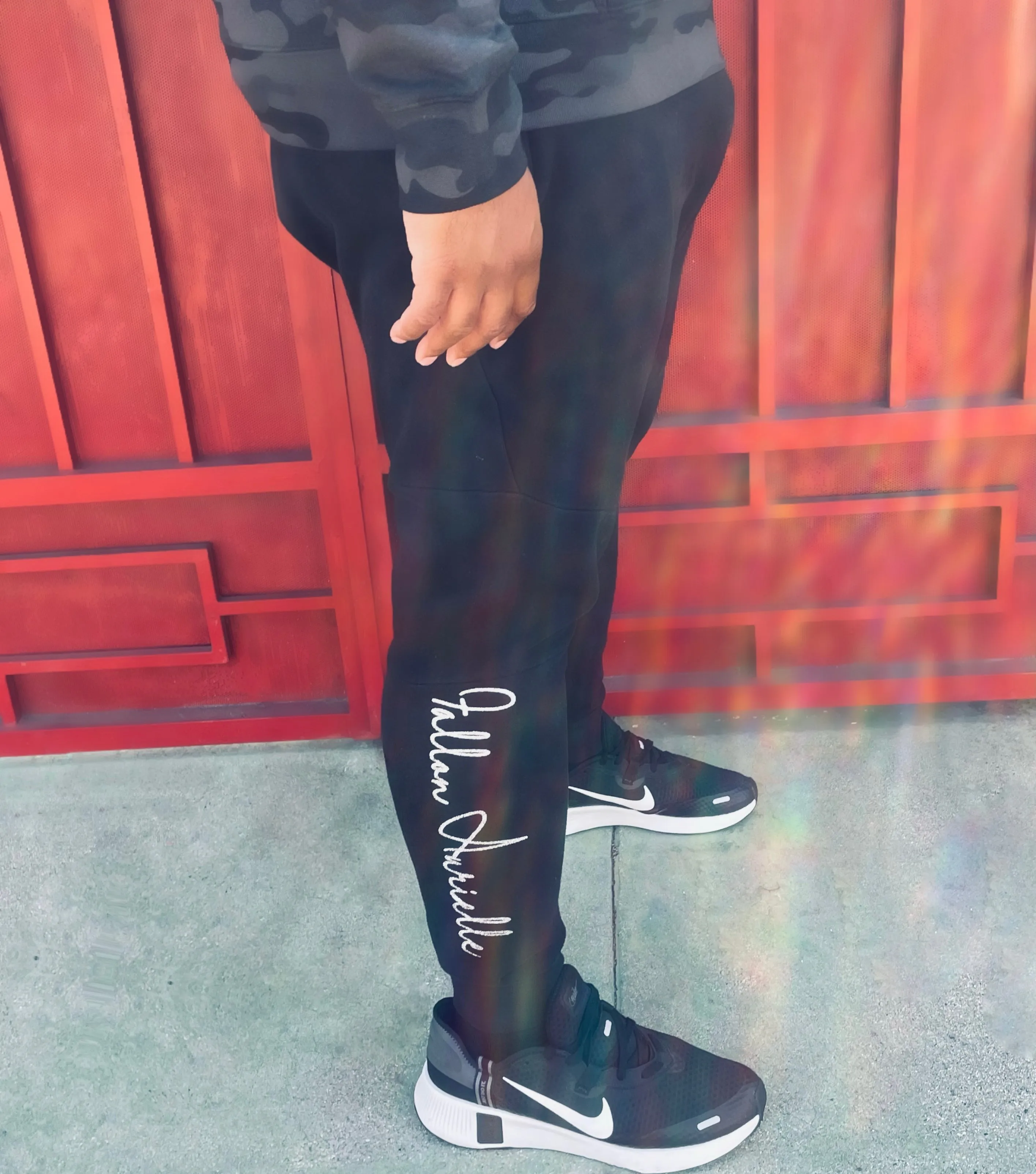 Fallon Aurielle Unisex Signature Slim Cut Joggers (Black & Silver Sparkle)