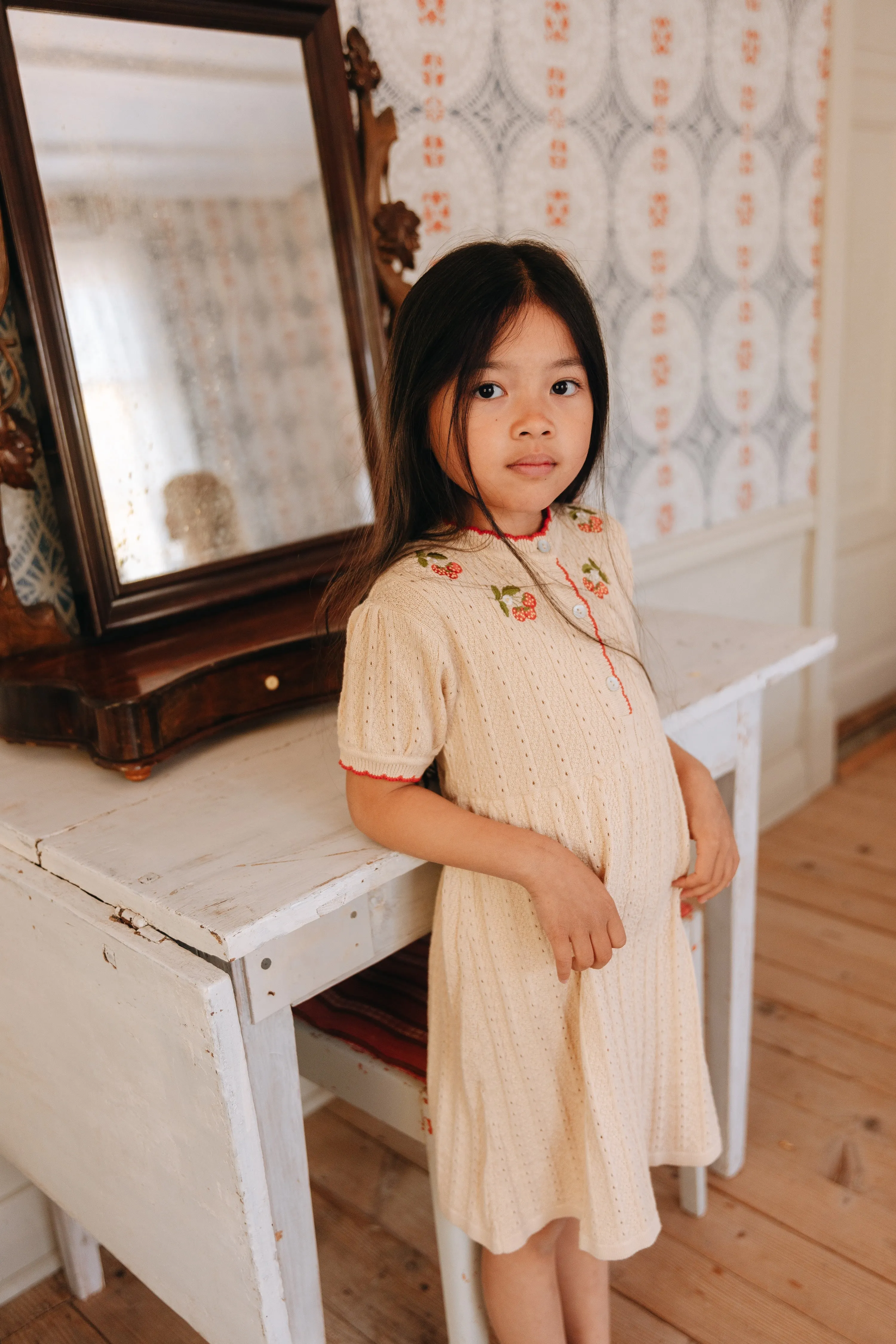 Faye Dress, Warm cotton/Rouge