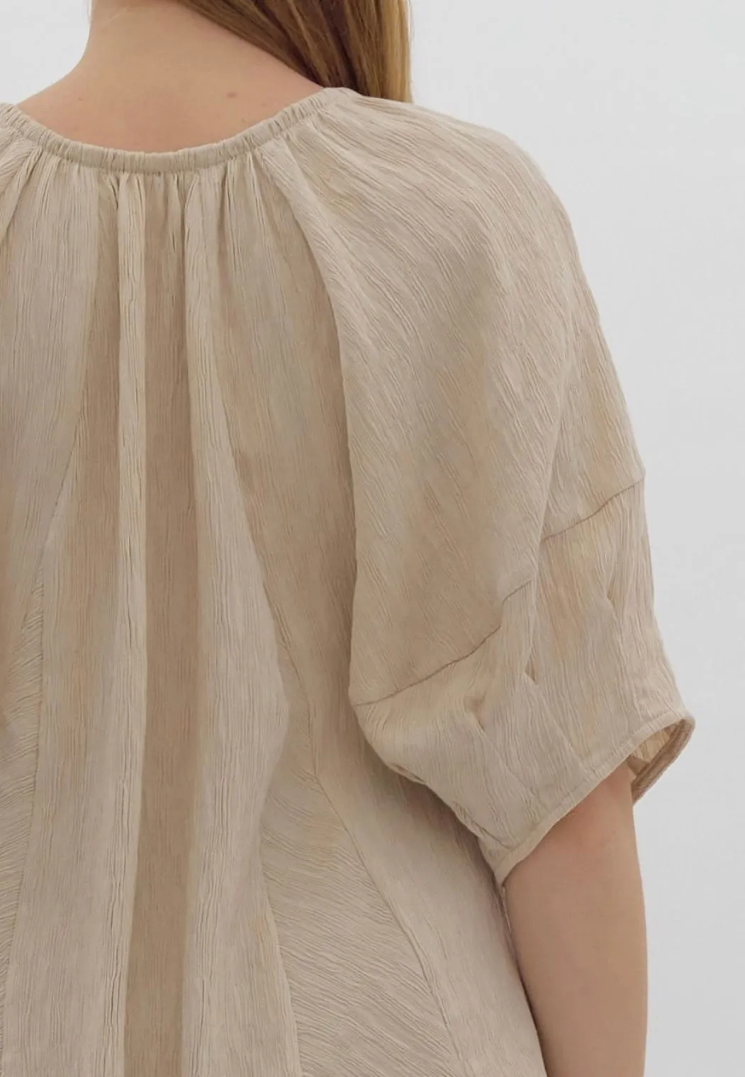 Flowy Peasant Top - Almond