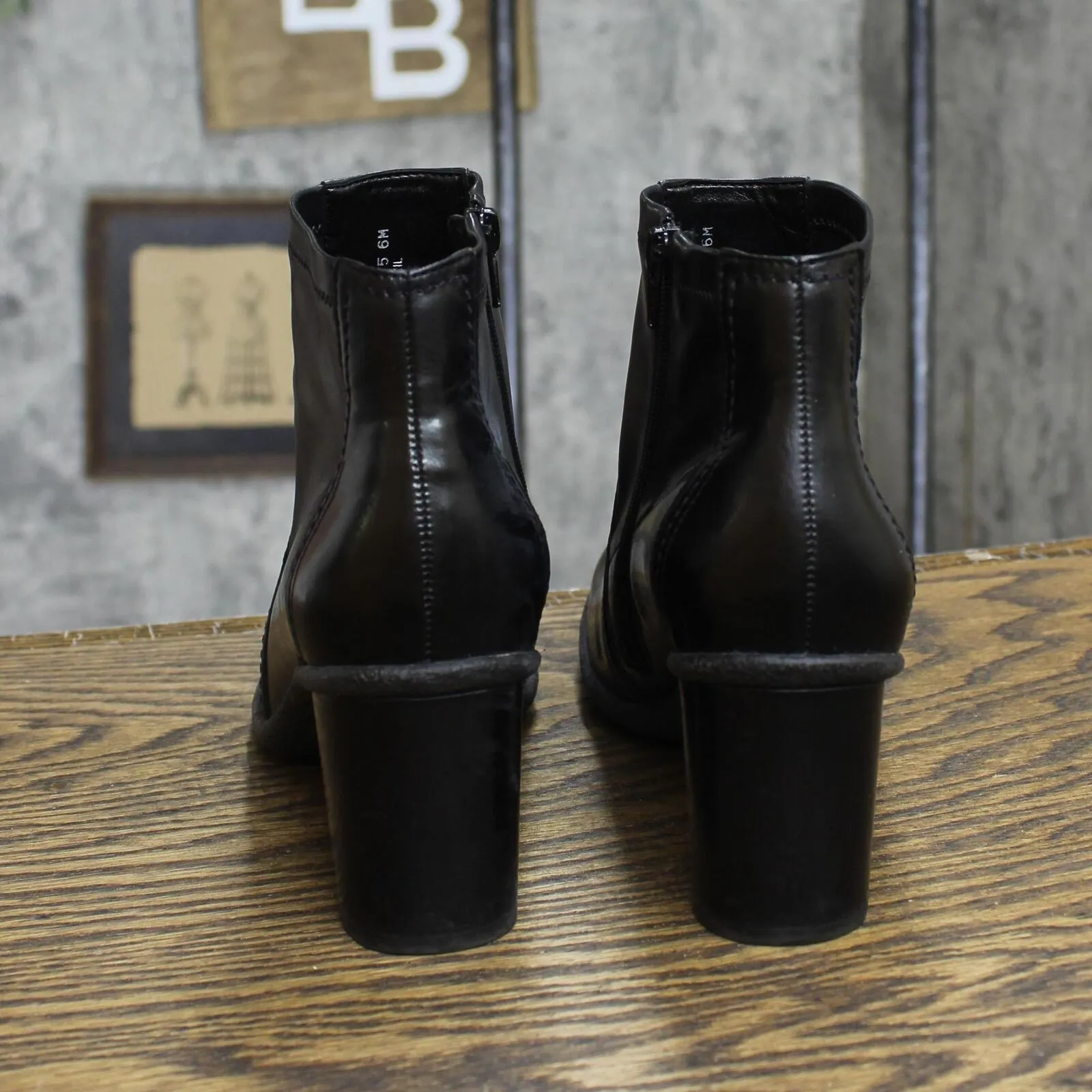 Franco Sarto Womens Vintage Block Heel Leather Booties 1674185ed09589 Black 6M
