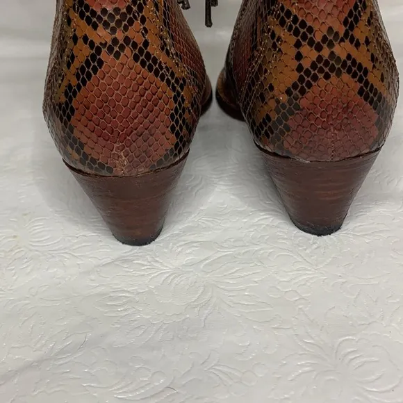 Free People New Frontier Western Booties in Snakeskin Leather