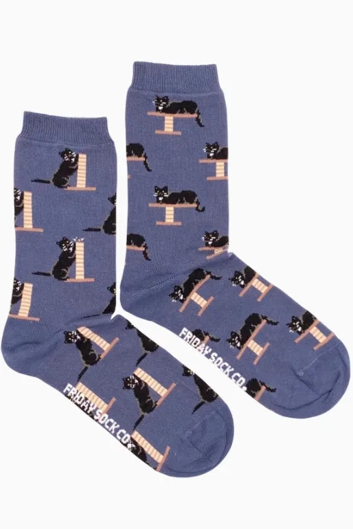 Friday Socks - Women's Mismatched Socks | Cozy Black Cat