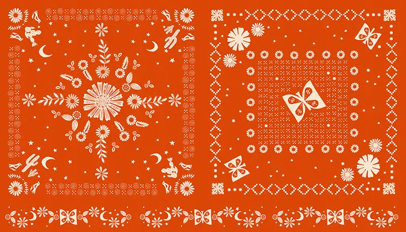 Golden Hour, Bandana Panel in Warm Red