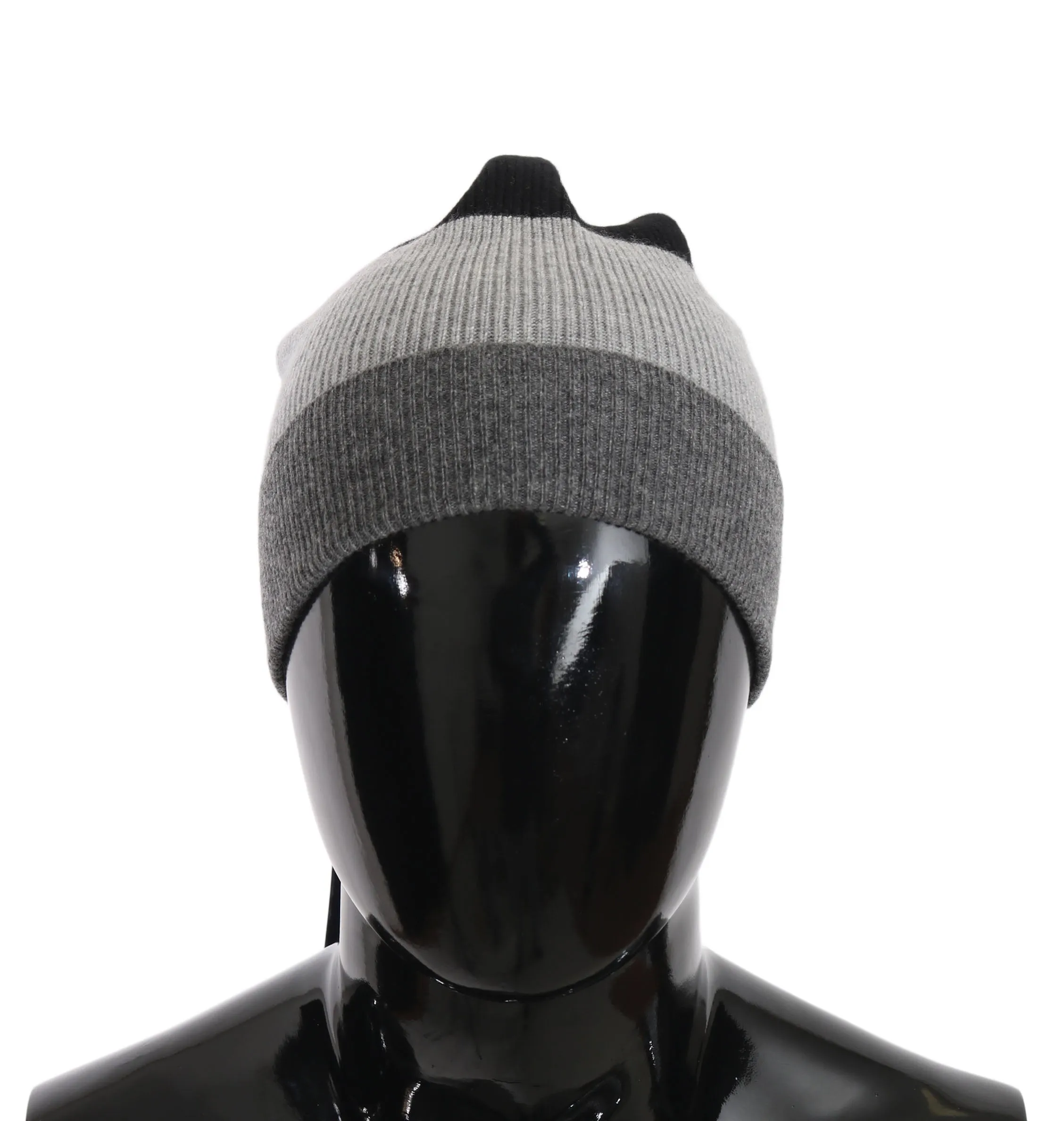 Gray Black Beanie 100% Cashmere Warm Hat