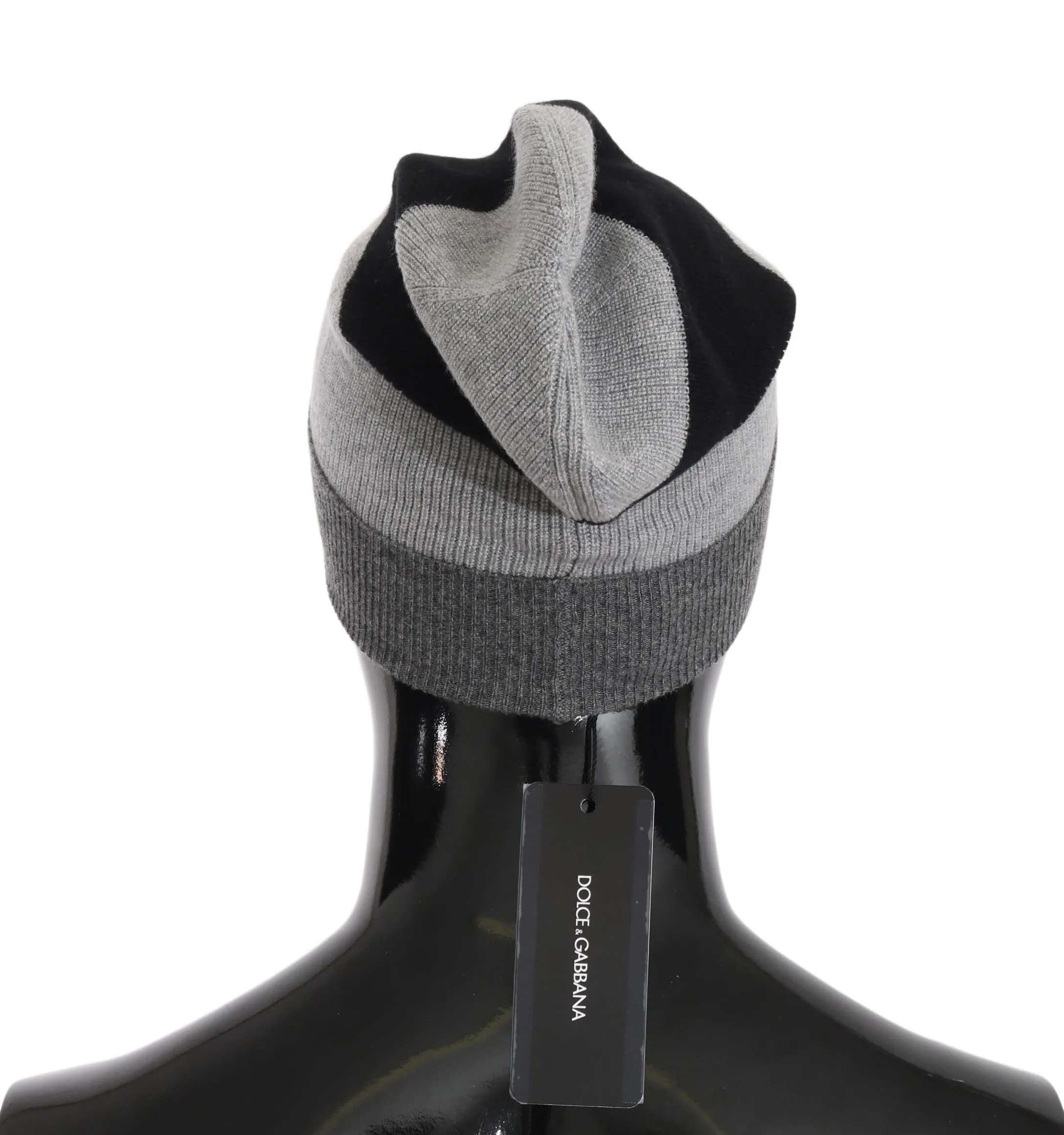 Gray Black Beanie 100% Cashmere Warm Hat