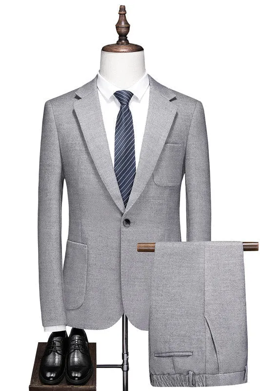 Gray Stylish One Button Men Prom Suits Notched Lapel Formal Business Suit Prom Tuxedo Suits