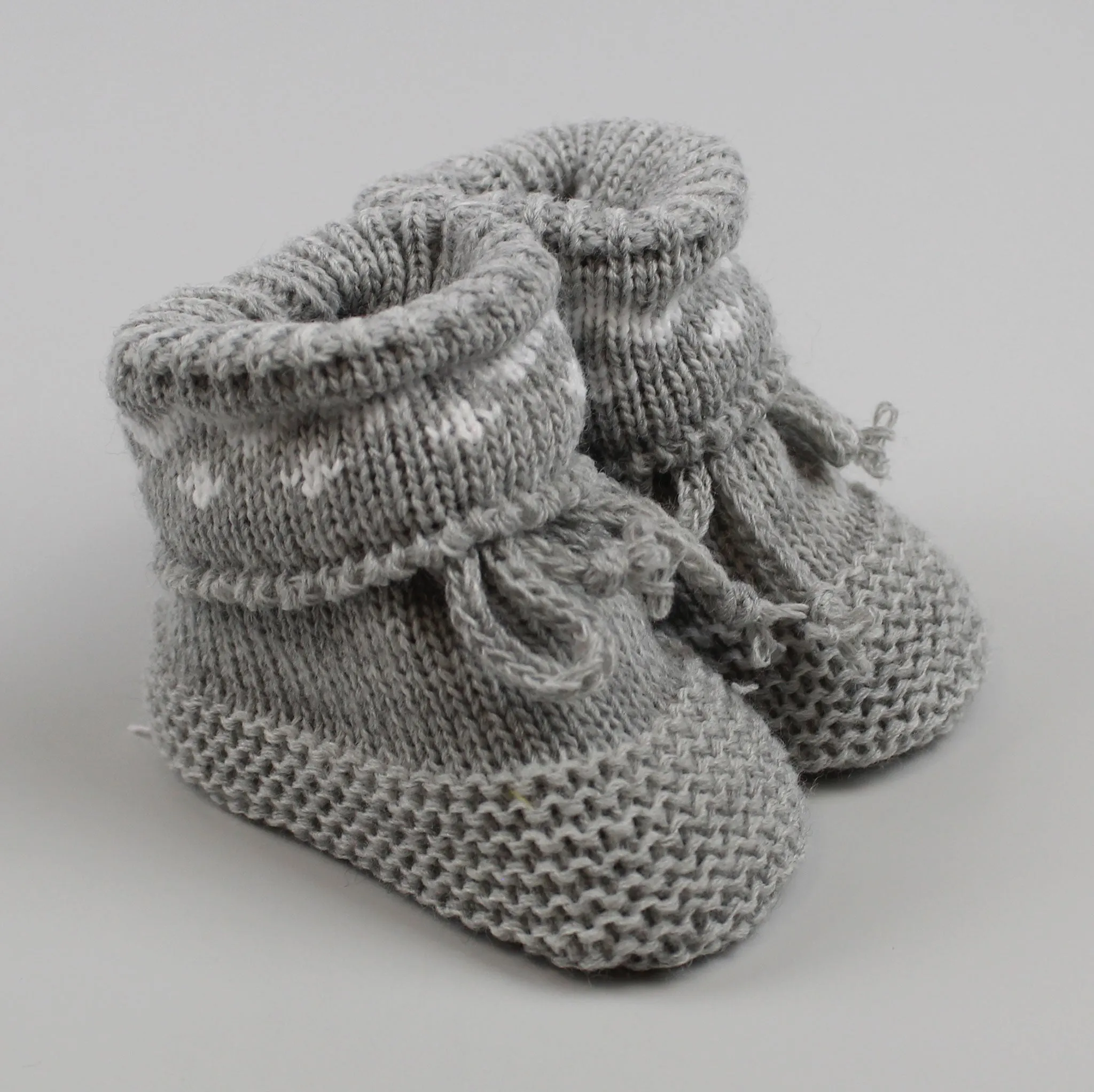 Grey Baby Booties with fairisle design Newborn to 6 months