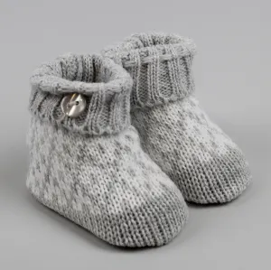 Grey Baby knitted Booties Newborn to 6 months