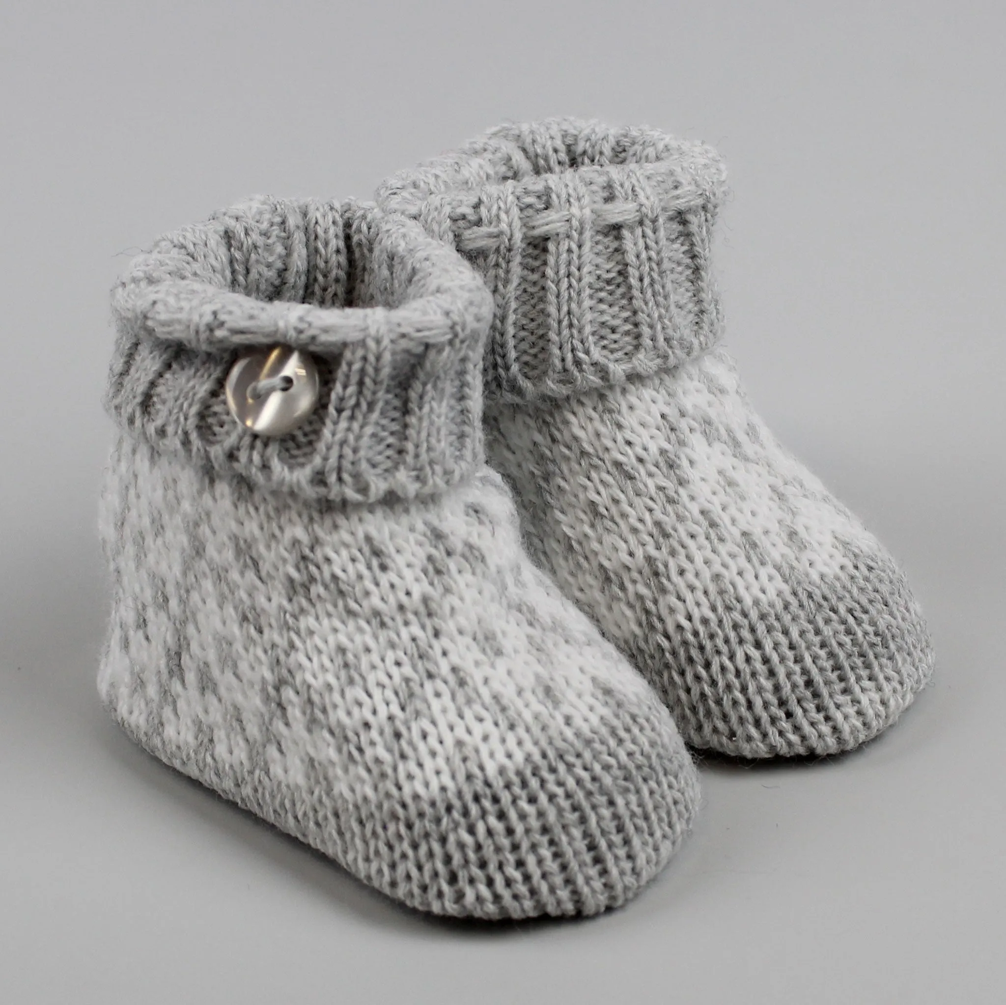 Grey Baby knitted Booties Newborn to 6 months