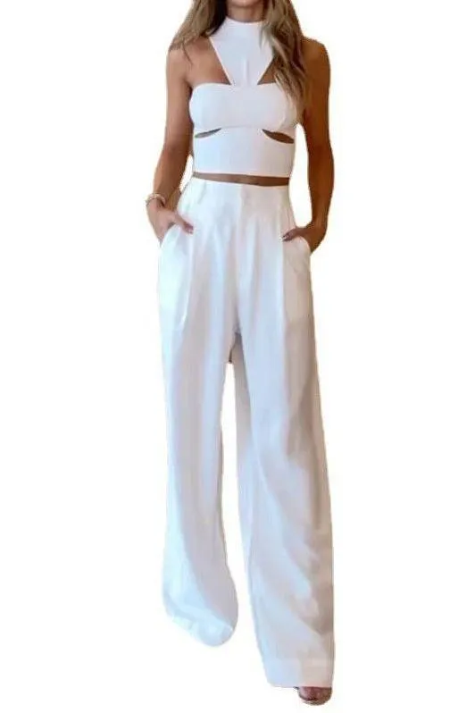 Halter top and wide leg pant set