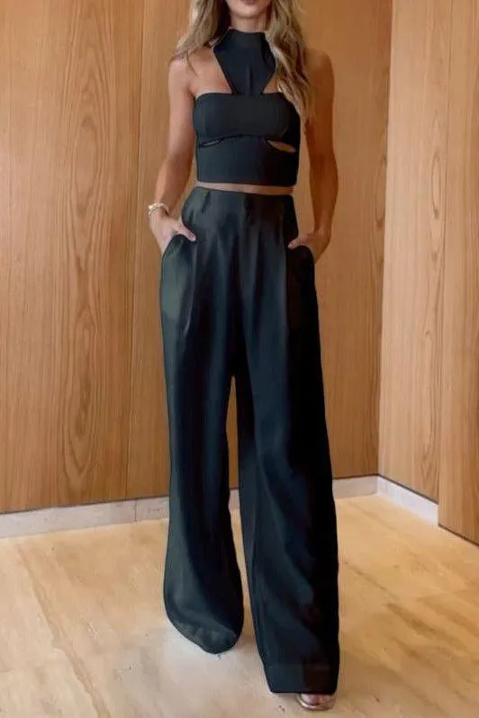 Halter top and wide leg pant set