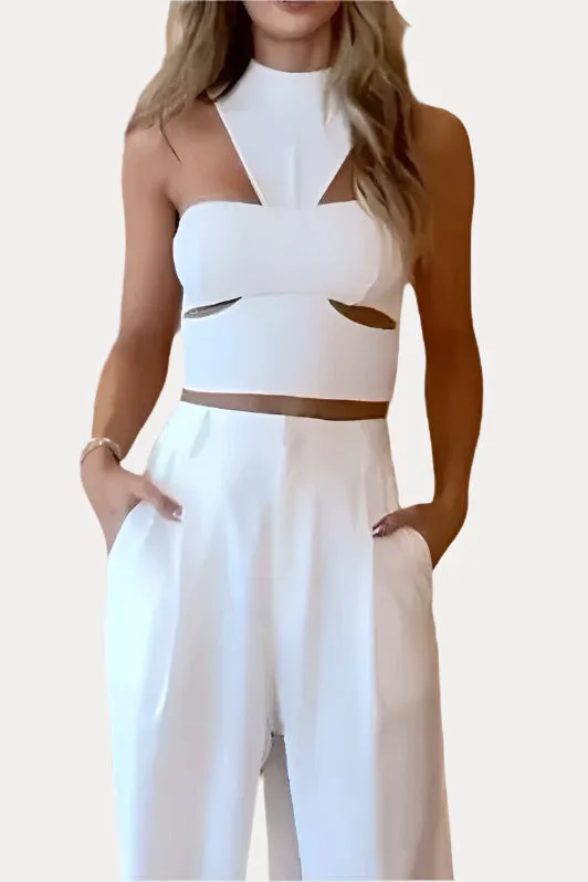 Halter top and wide leg pant set